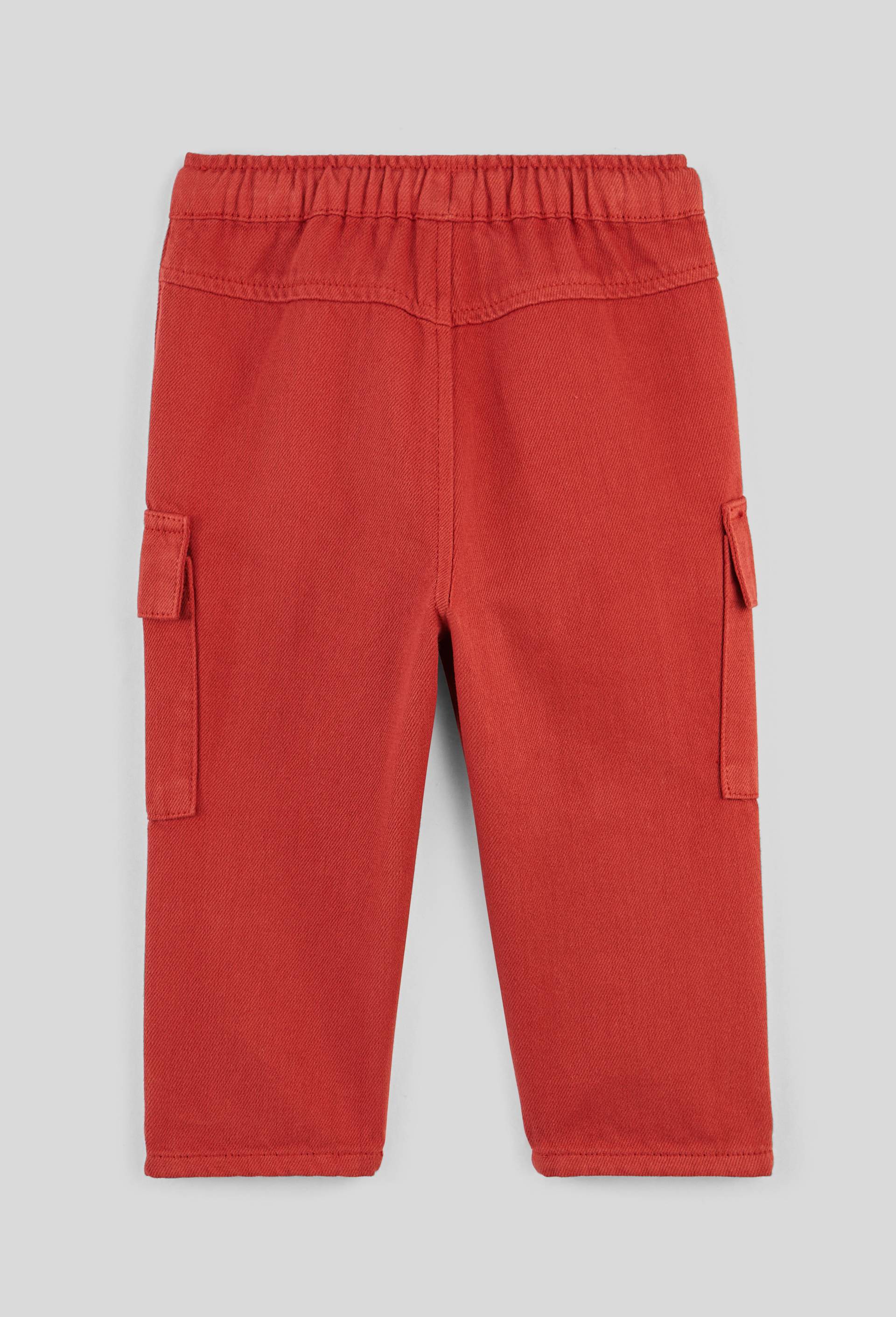 Pantalon en twill uni en coton BIO., Rouge fonc&eacute;, large image number 1