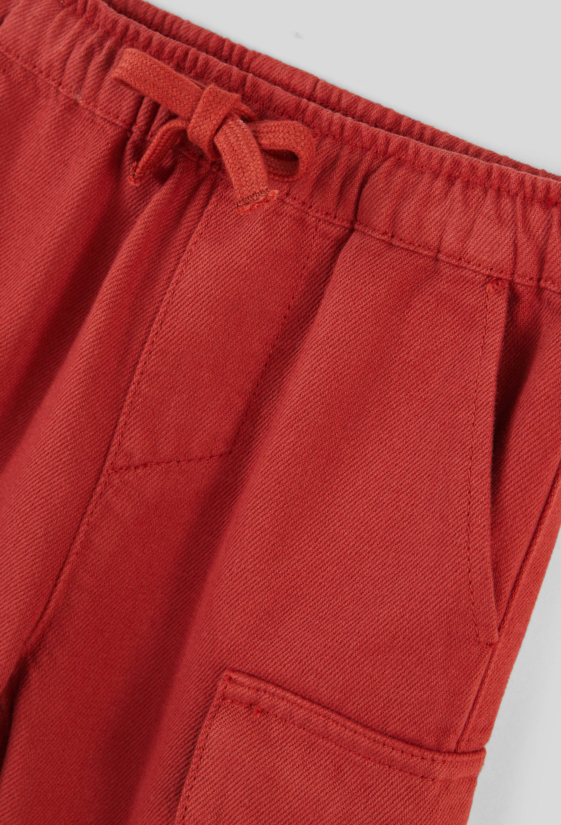 Pantalon en twill uni en coton BIO., Rouge fonc&eacute;, large image number 2