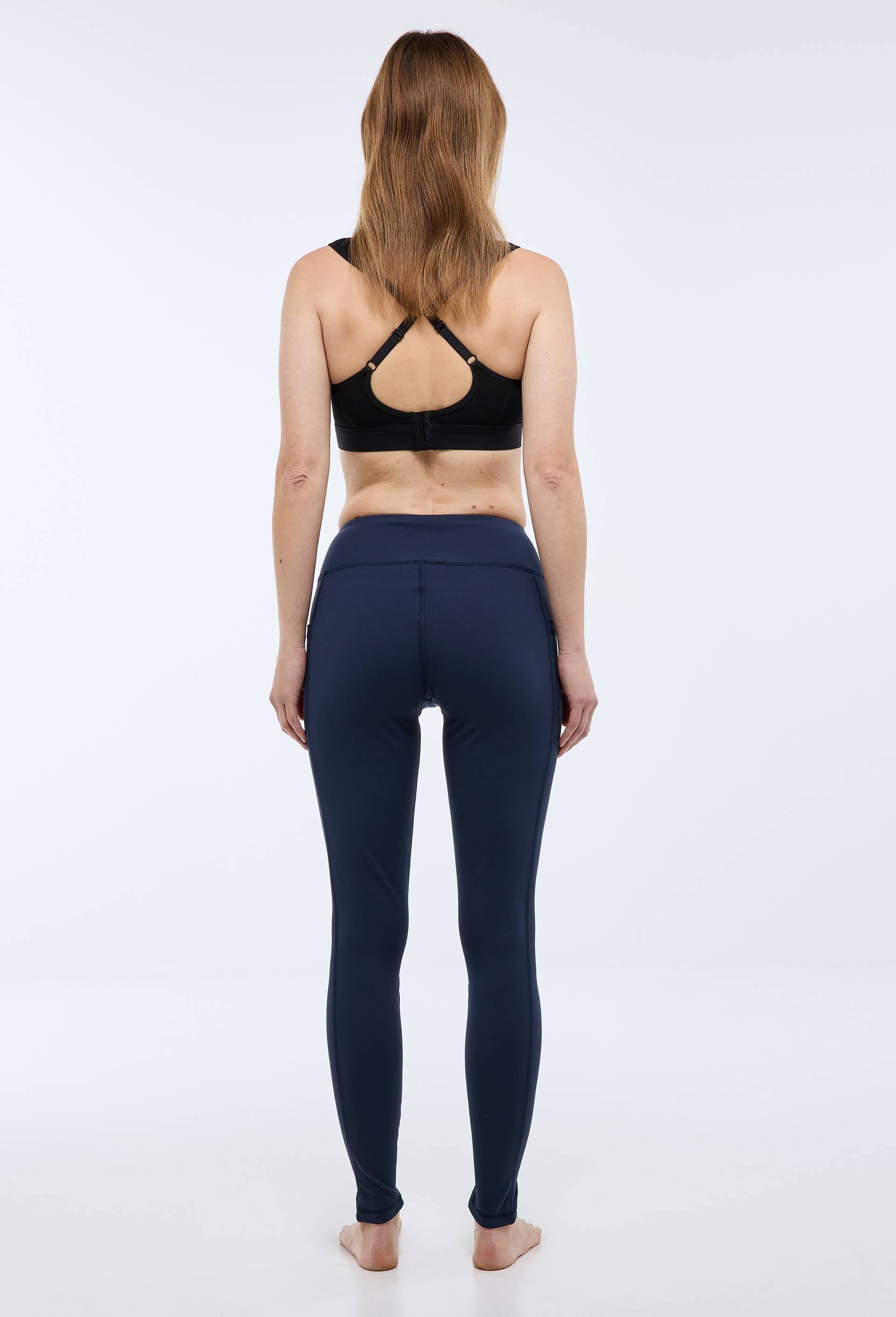 Legging de sport effet peau de p&ecirc;che avec poches, Bleu fonc&eacute;, large image number 1