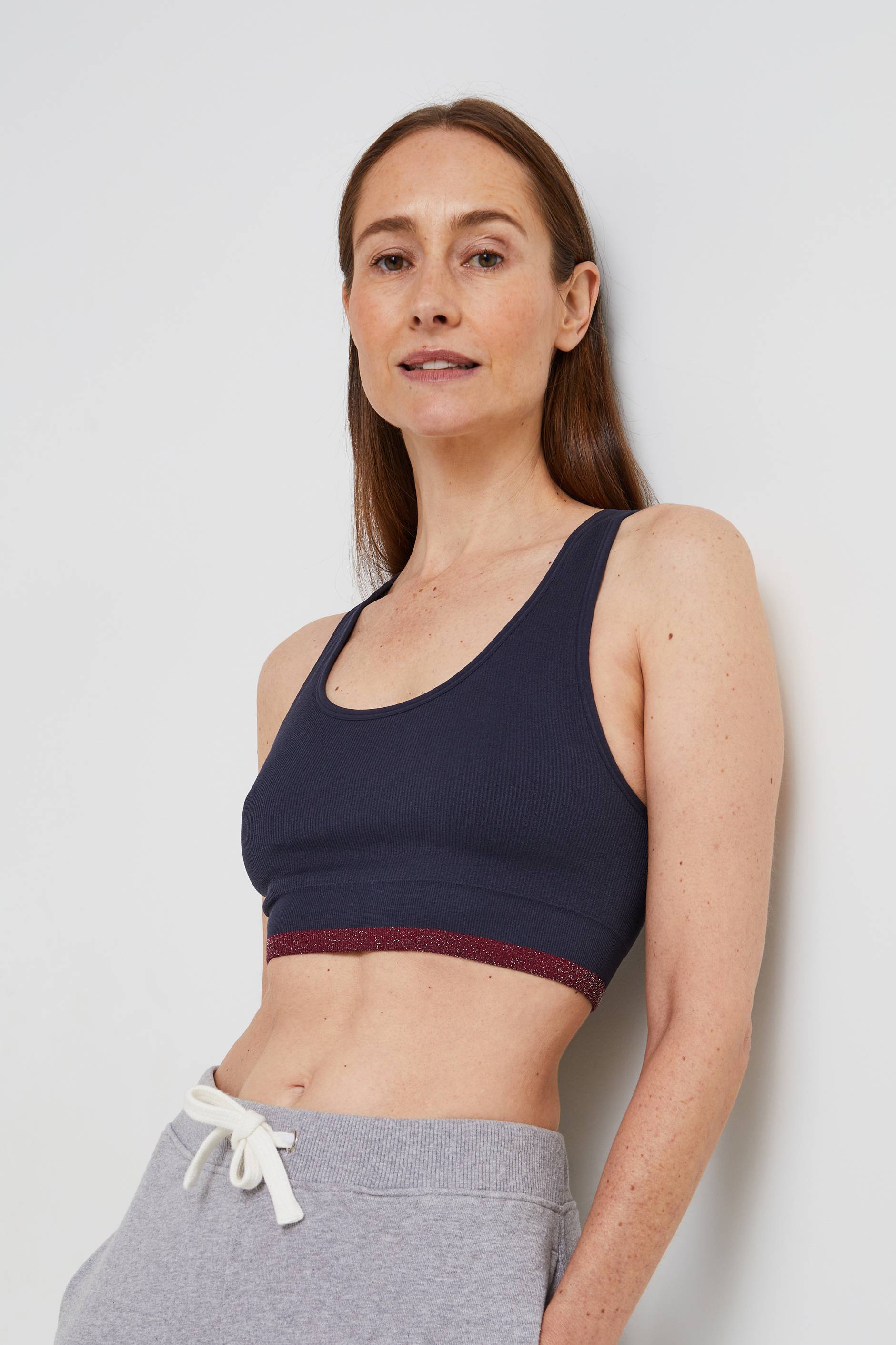 Brassi&egrave;re de sport c&ocirc;tel&eacute;e avec d&eacute;tail lurex, Bleu fonc&eacute;, large image number 0
