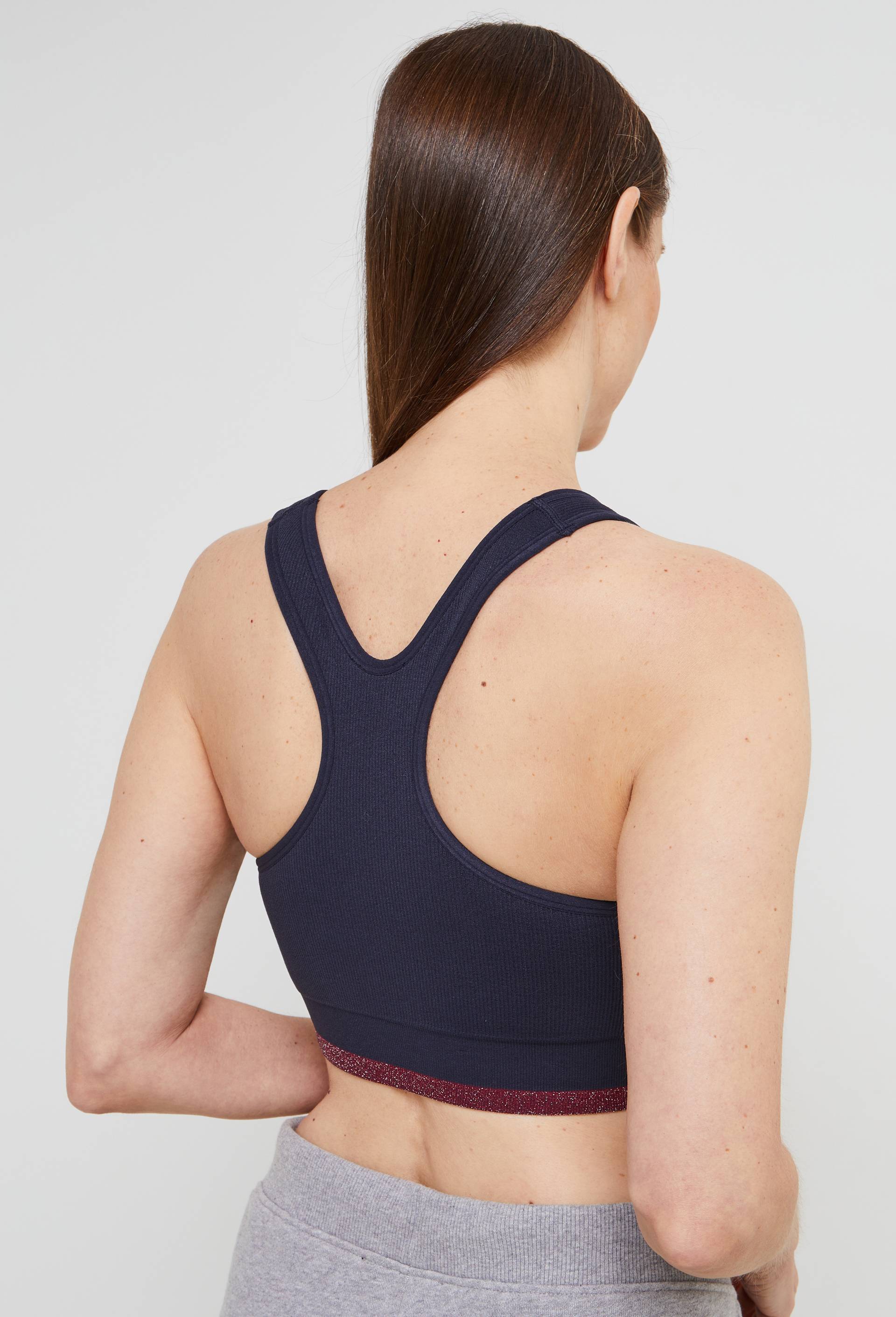 Brassi&egrave;re de sport c&ocirc;tel&eacute;e avec d&eacute;tail lurex, Bleu fonc&eacute;, large image number 1