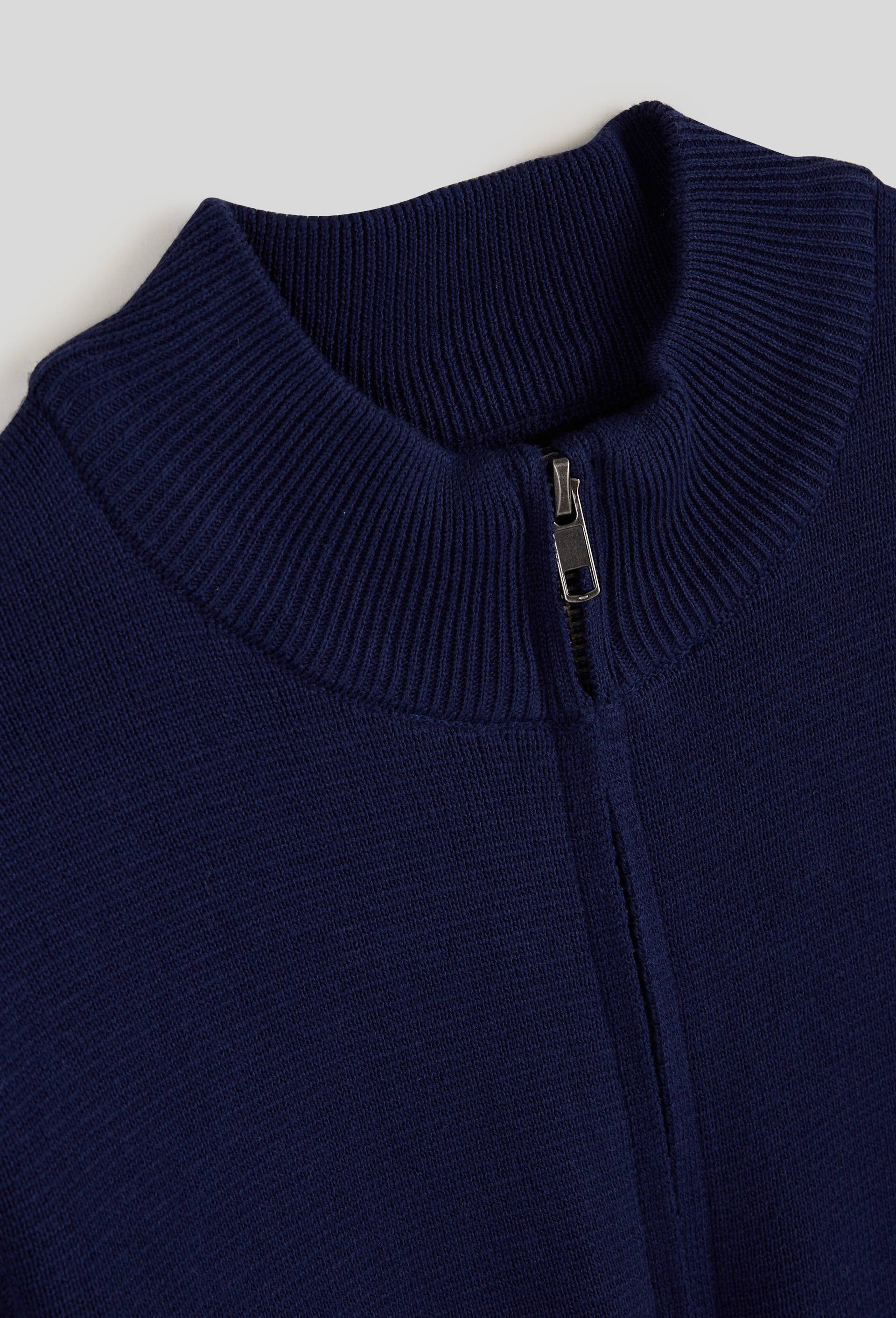 Gilet en maille col montant, en coton BIO, Bleu fonc&eacute;, large image number 3.0