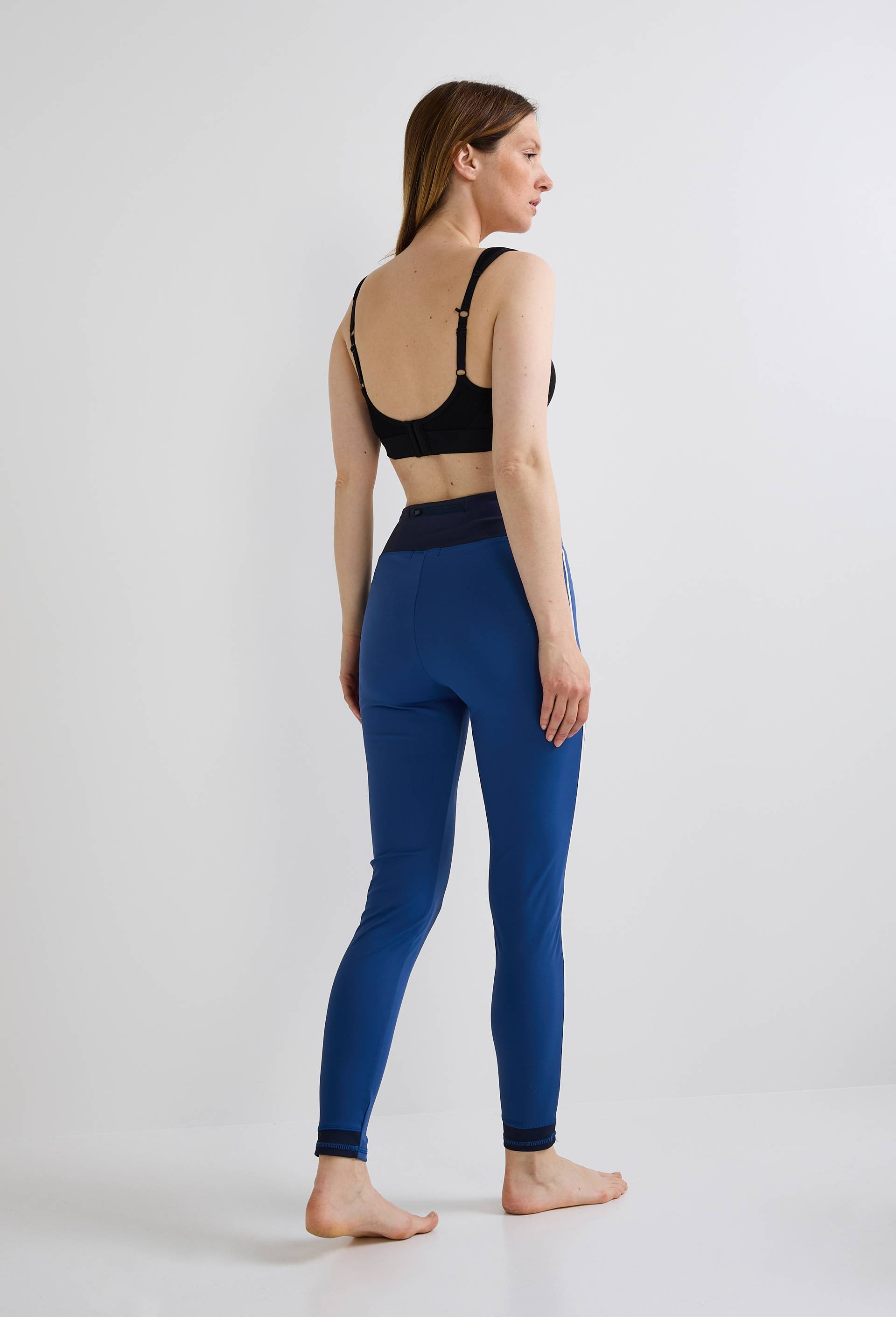 Legging de sport &agrave; bandes contrast&eacute;es, Bleu, large image number 1