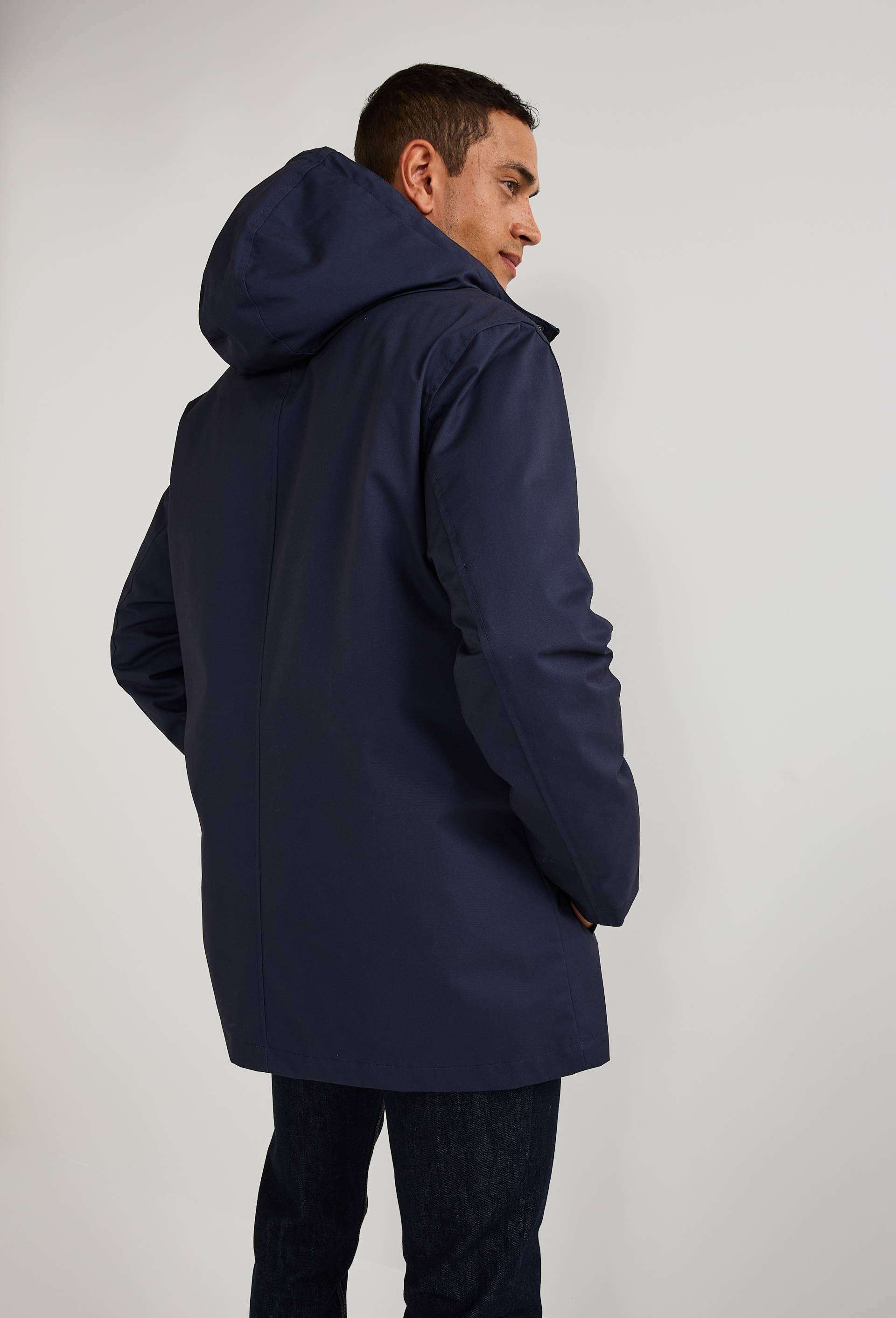 Parka &agrave; capuche en coton, Bleu fonc&eacute;, large image number 1