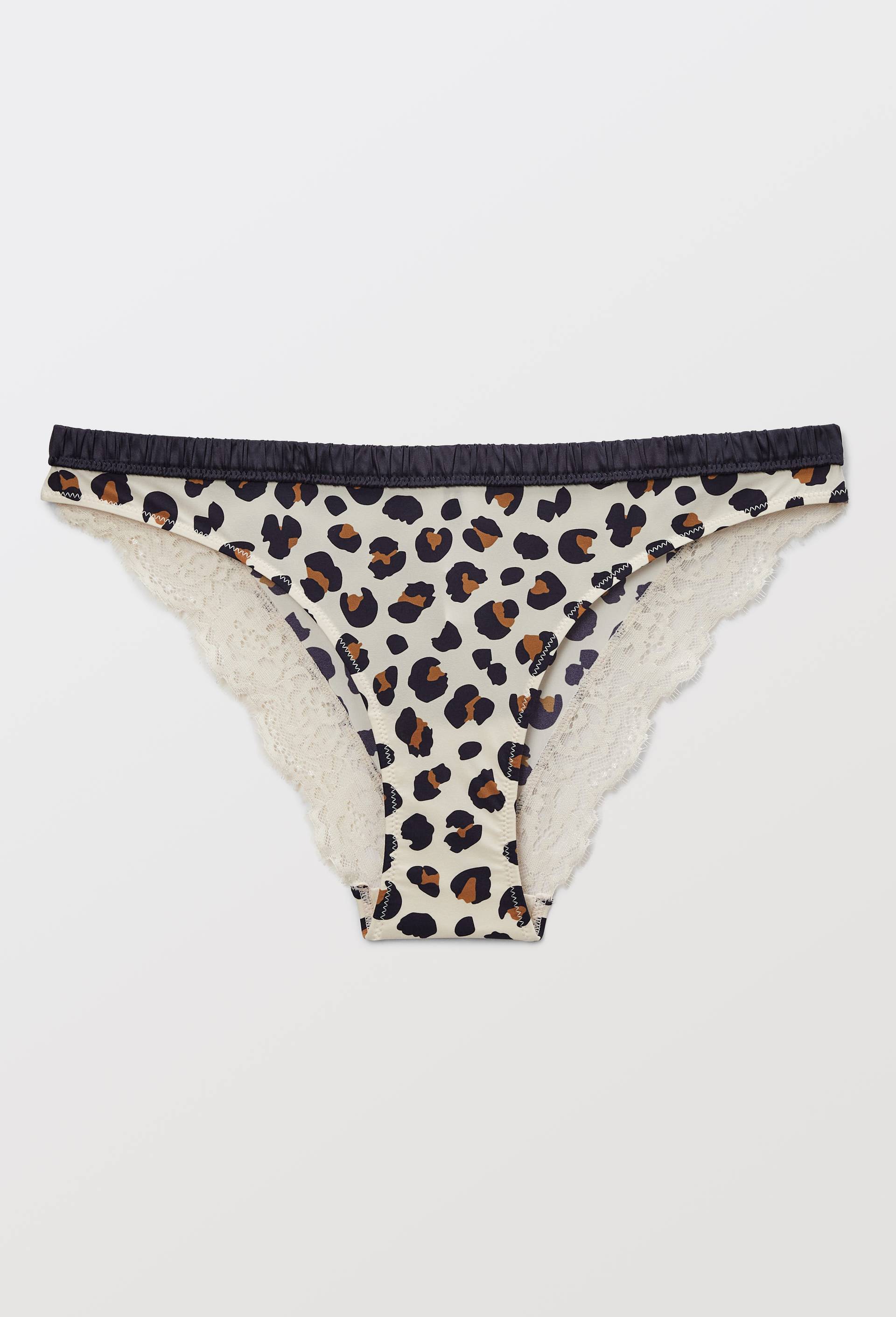 Culotte ZOE en microfibre imprim&eacute;e et dentelle, Ecru, large image number 2.0