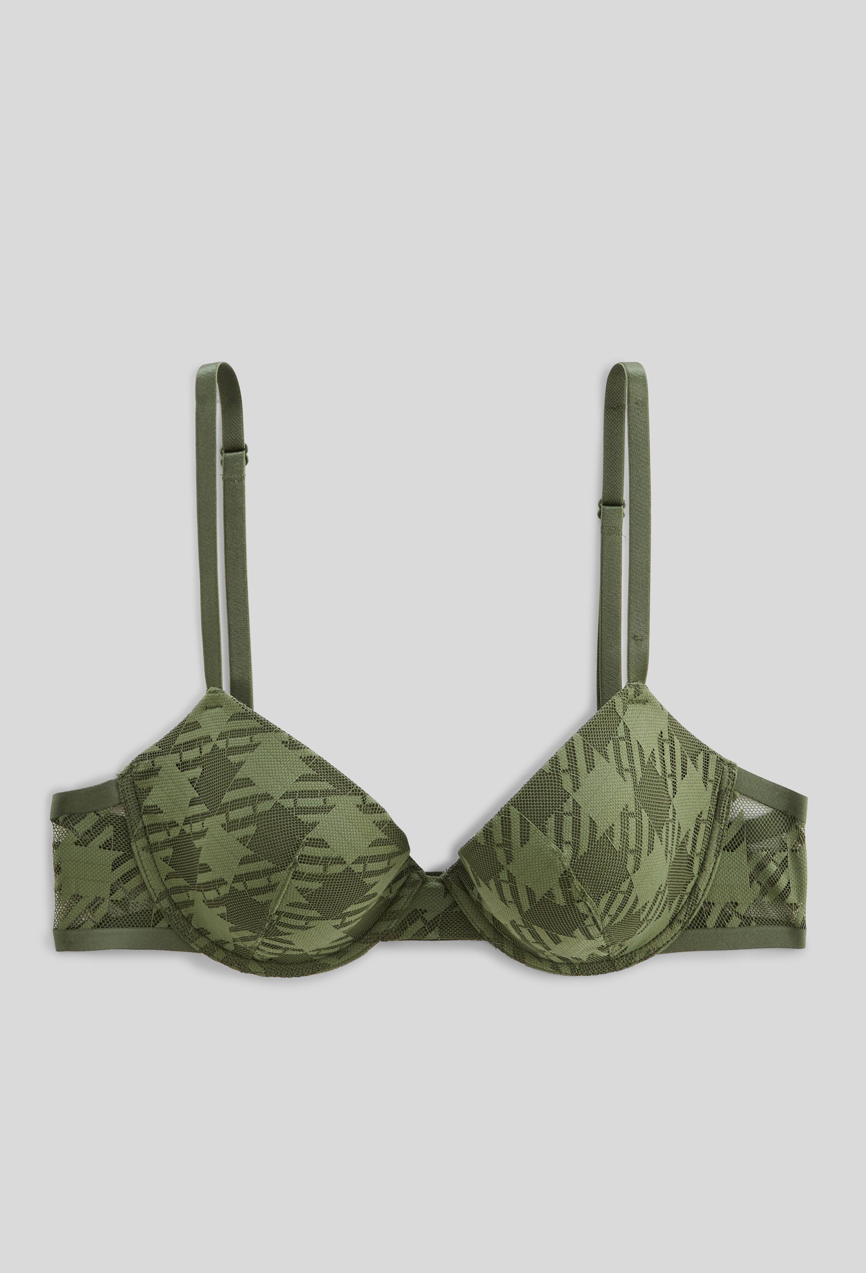 Soutien-gorge corbeille padd&eacute; BELLA en dentelle, Vert fonc&eacute;, large image number 2