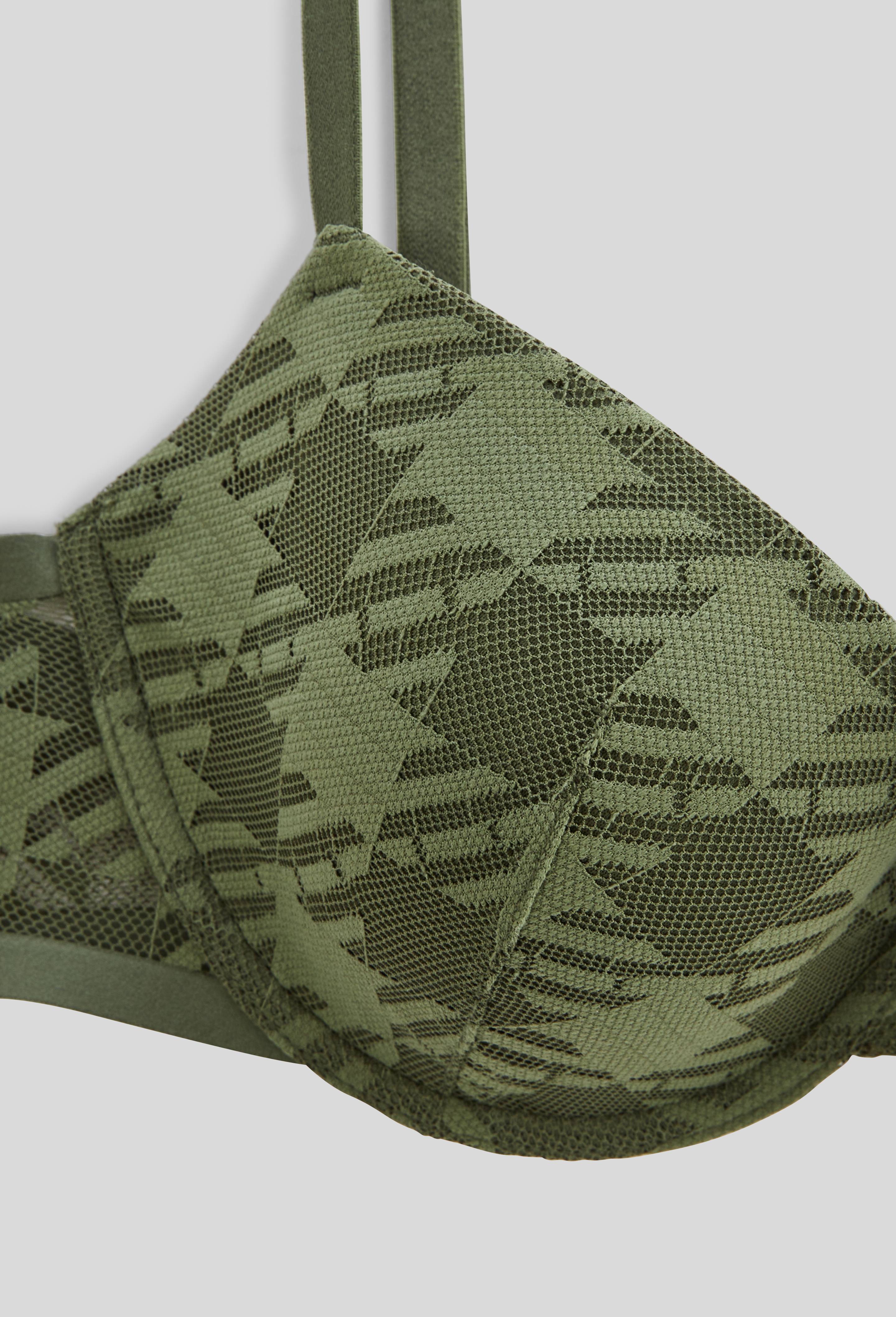 Soutien-gorge corbeille padd&eacute; BELLA en dentelle, Vert fonc&eacute;, large image number 4
