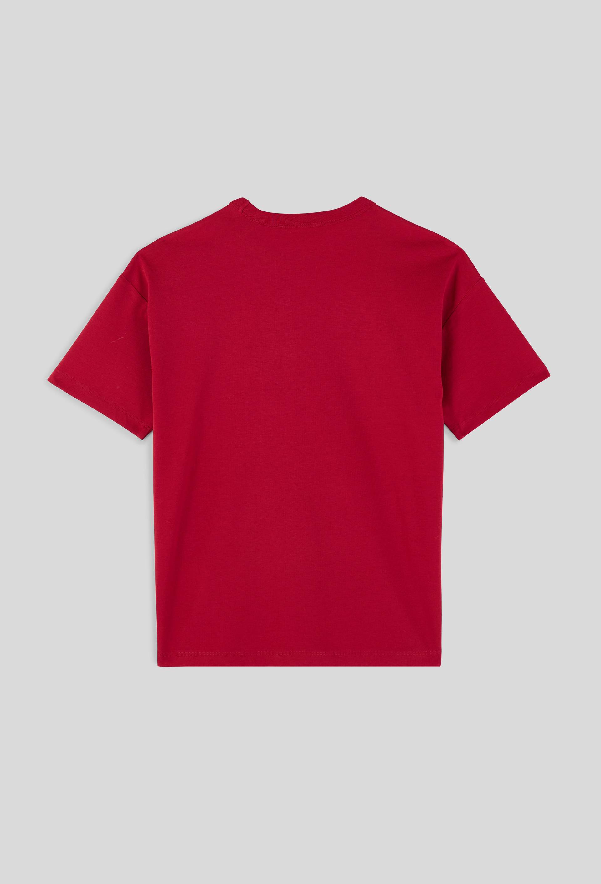 T-shirt manches courtes teint avec effet vintage en coton BIO, Rouge, large image number 3