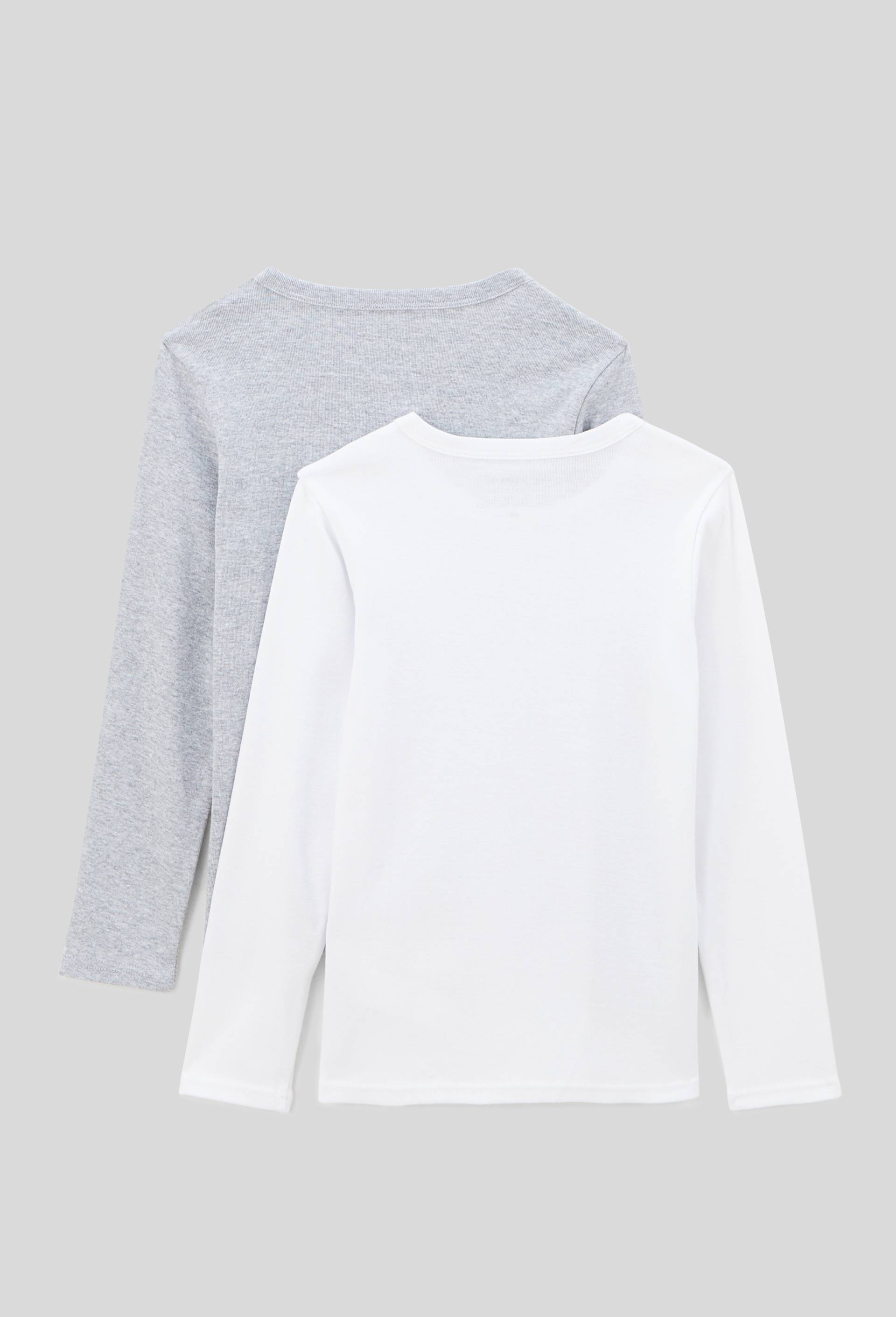 Lot de 2 t-shirts manches longues unis en coton BIO GOTS, Blanc, large image number 1