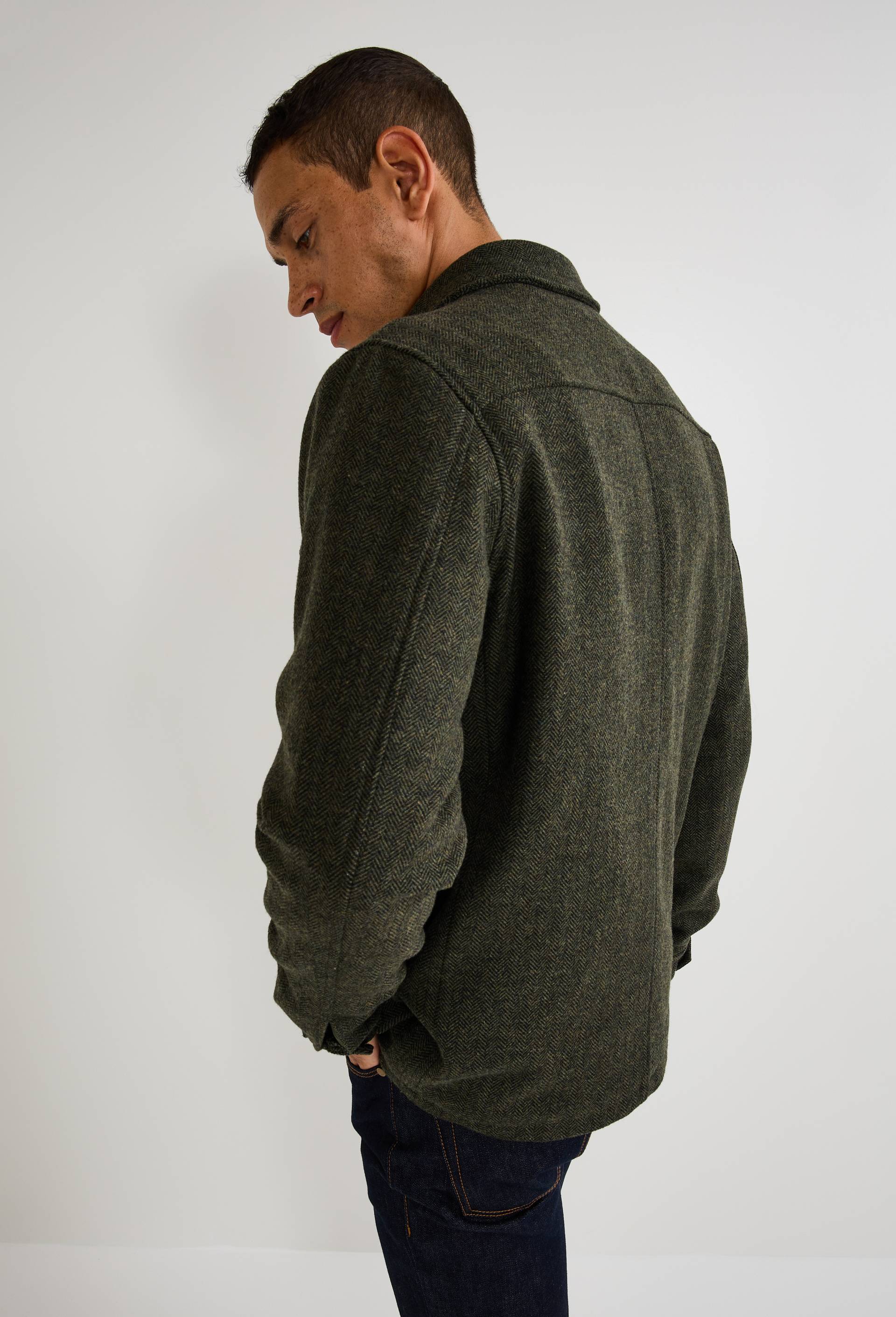 Veste en laine &agrave; chevrons, Vert fonc&eacute;, large image number 3