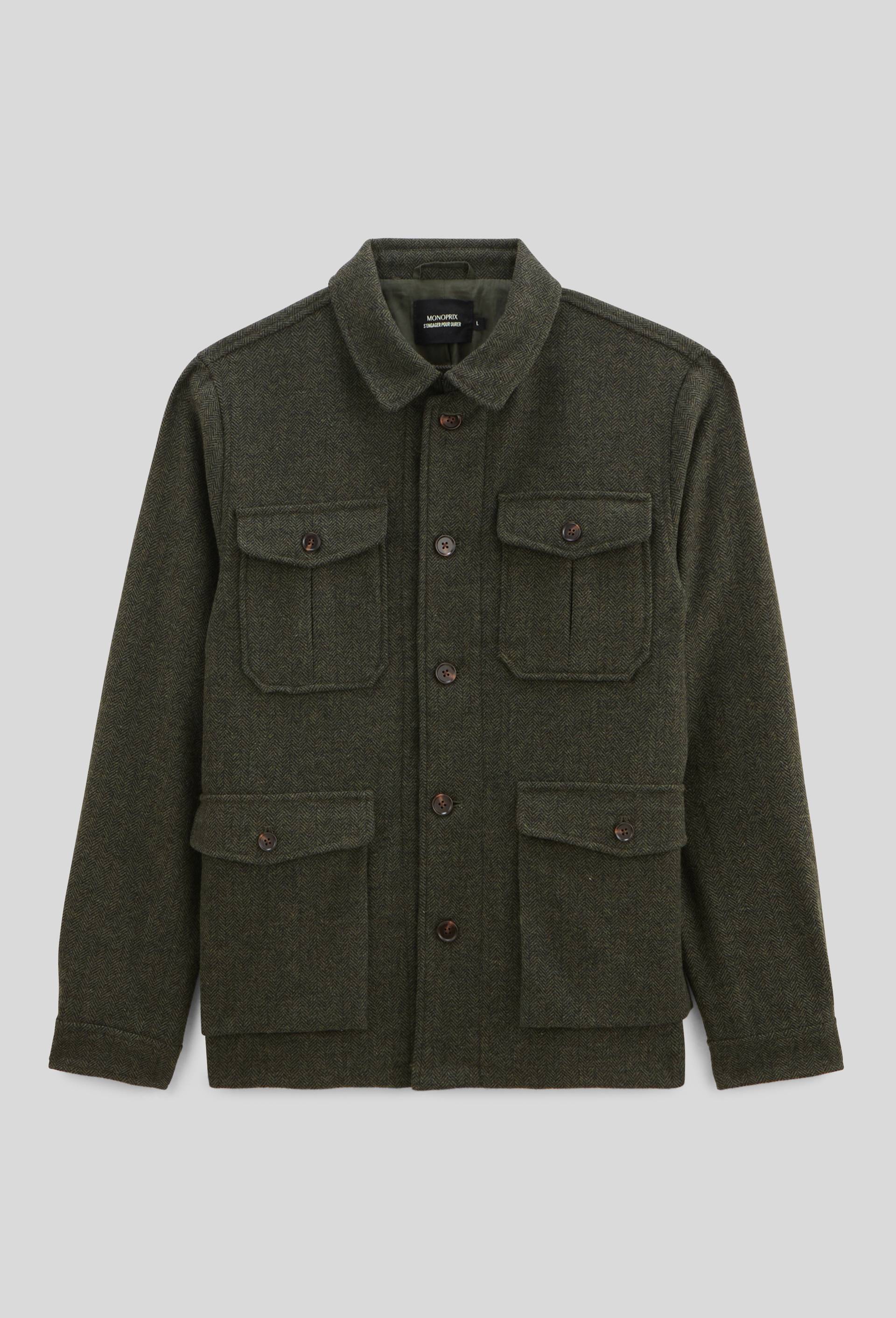 Veste en laine &agrave; chevrons, Vert fonc&eacute;, large image number 4.0