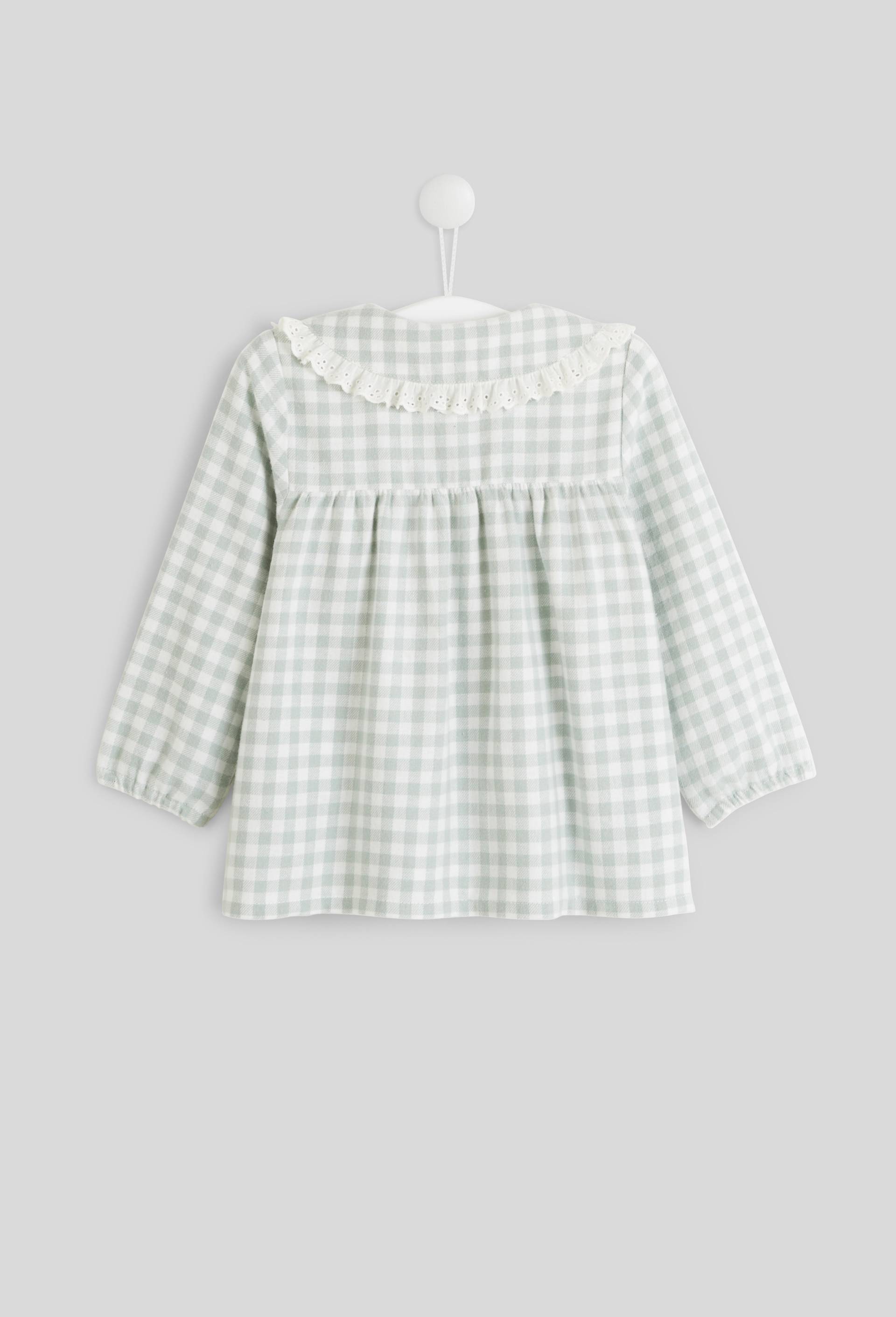 Blouse &agrave; col &agrave; carreaux en coton BIO GOTS, Vert fonc&eacute;, large image number 1
