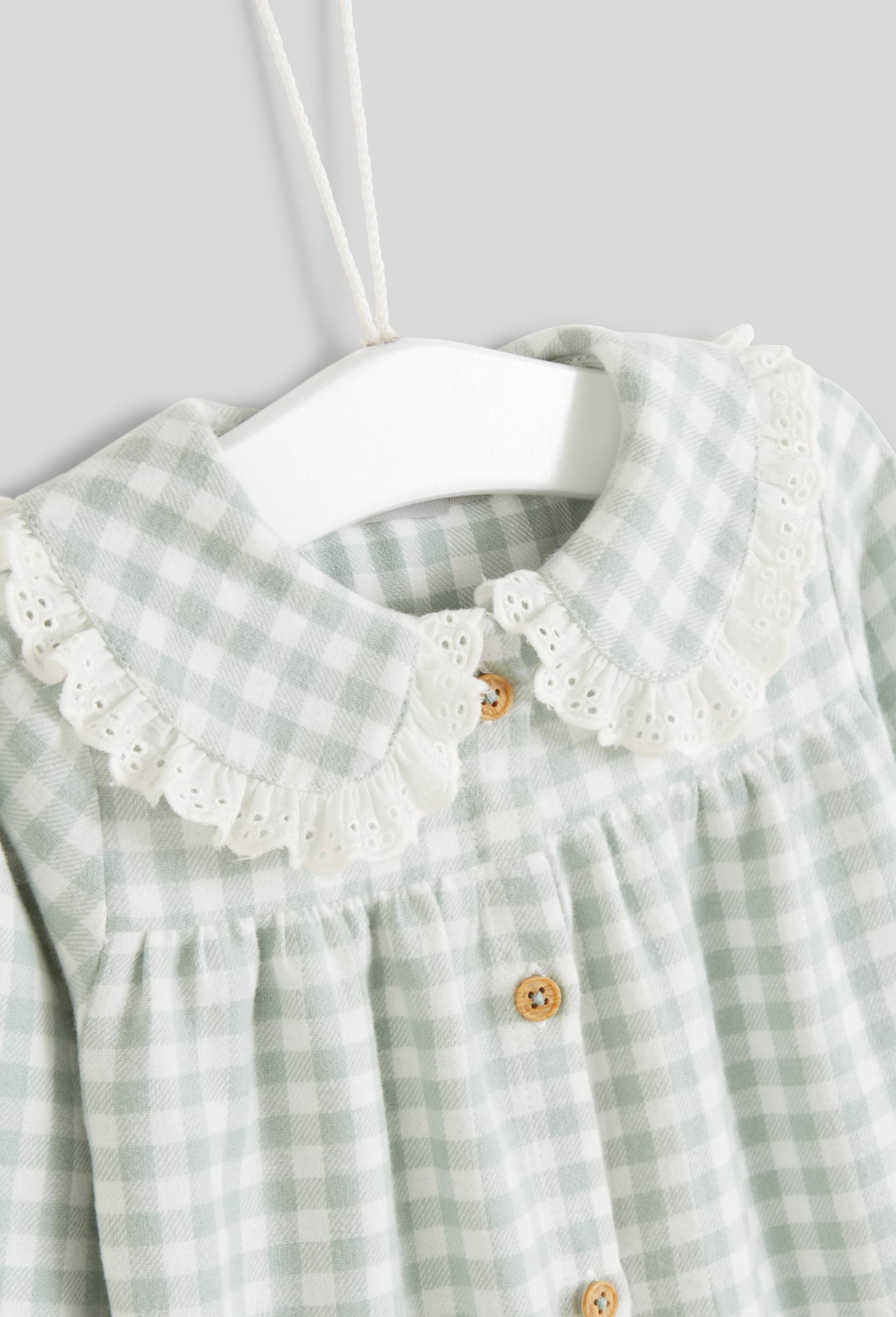 Blouse &agrave; col &agrave; carreaux en coton BIO GOTS, Vert fonc&eacute;, large image number 2