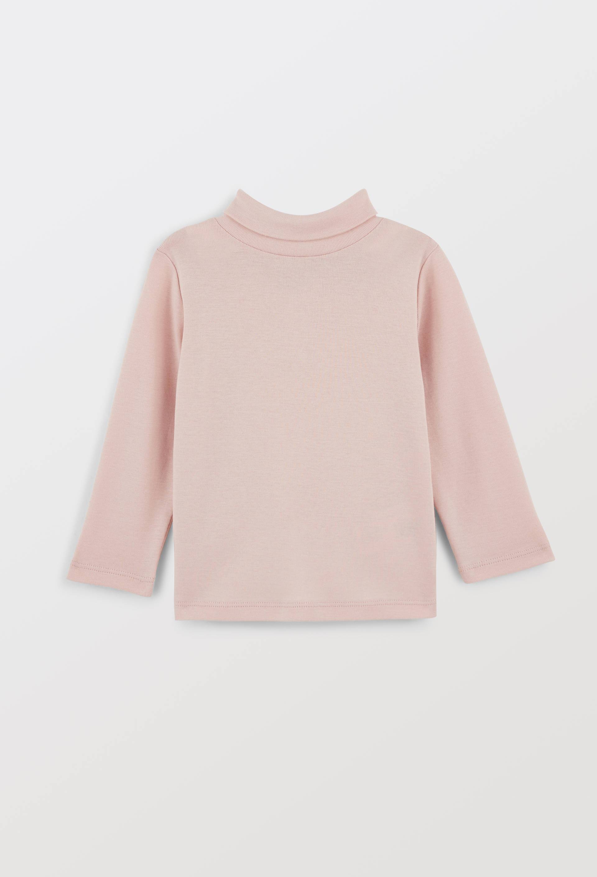 T-shirt manches longues col roul&eacute; uni en coton BIO GOTS, Rose clair, large image number 0