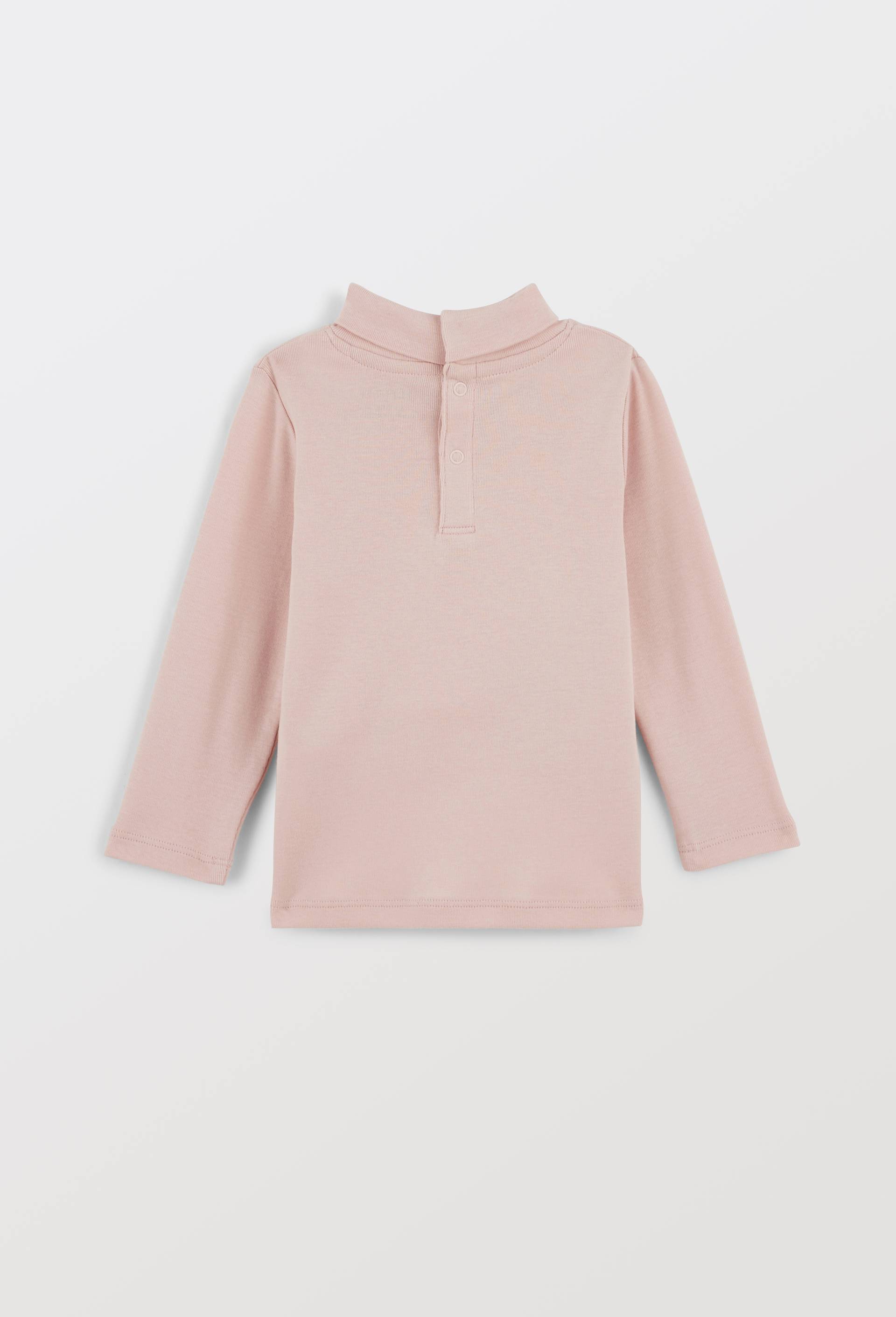 T-shirt manches longues col roul&eacute; uni en coton BIO GOTS, Rose clair, large image number 1