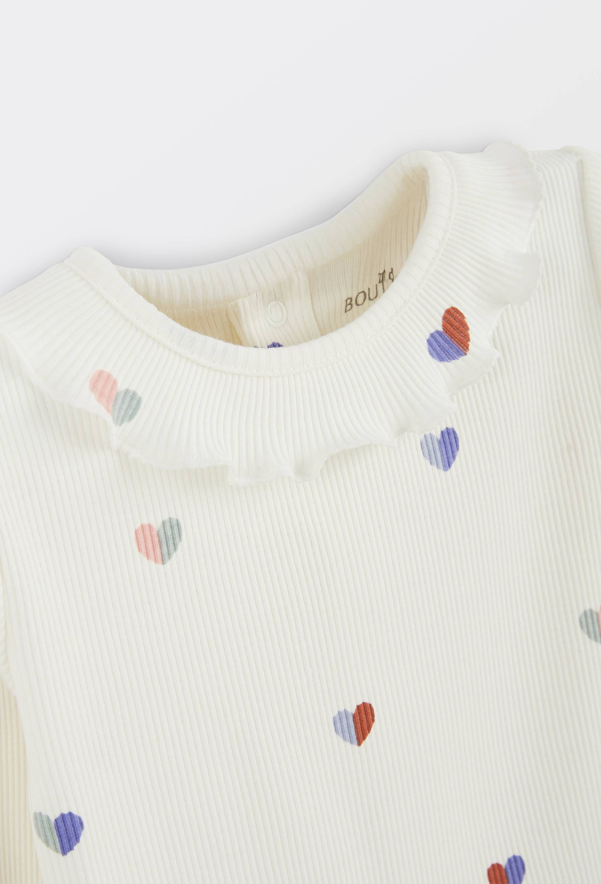 T-shirt &agrave; col manches longues imprim&eacute; en coton BIO GOTS, Ecru, large image number 2