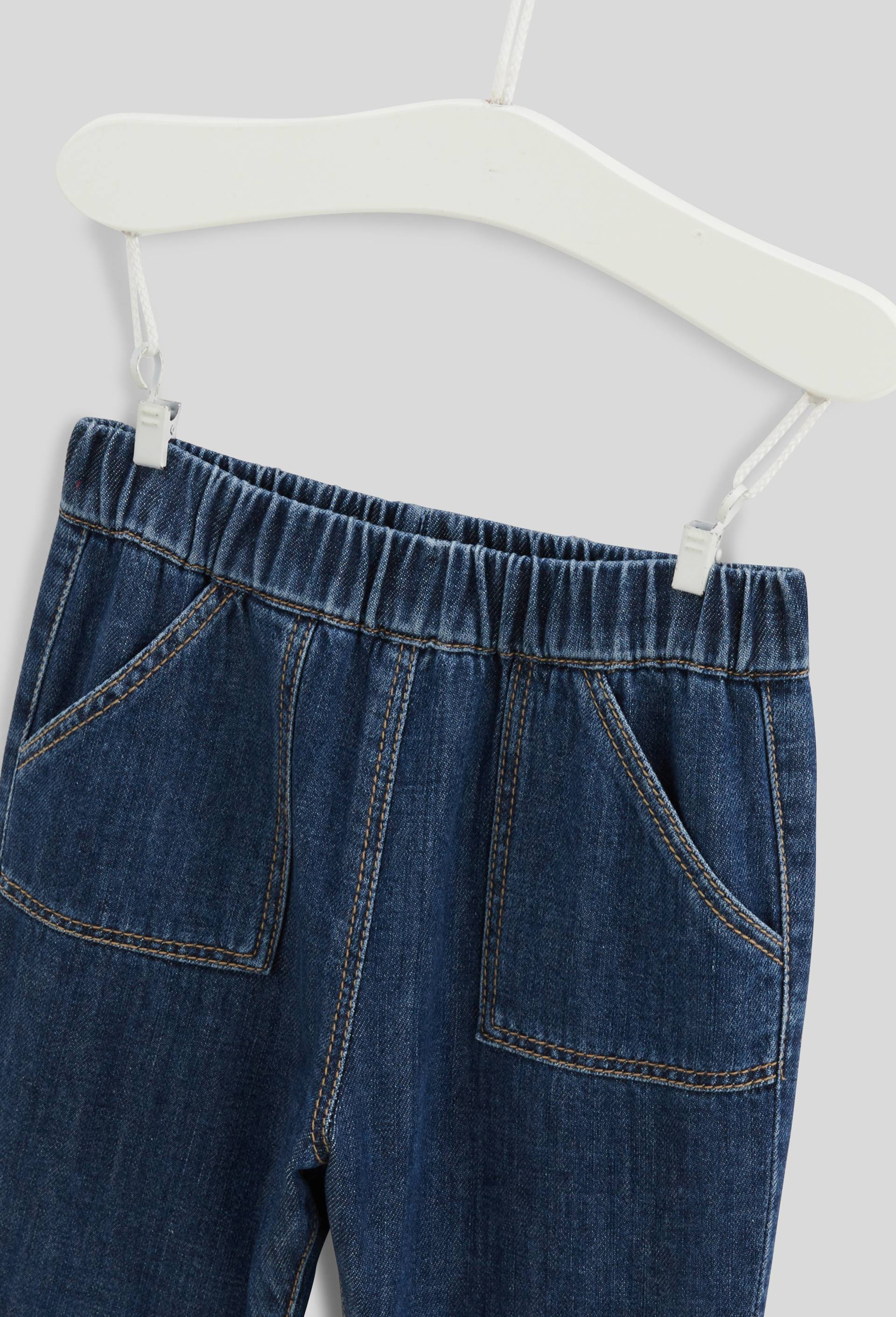 Jean taille élastique doublé en coton, BLEU, large image number 2