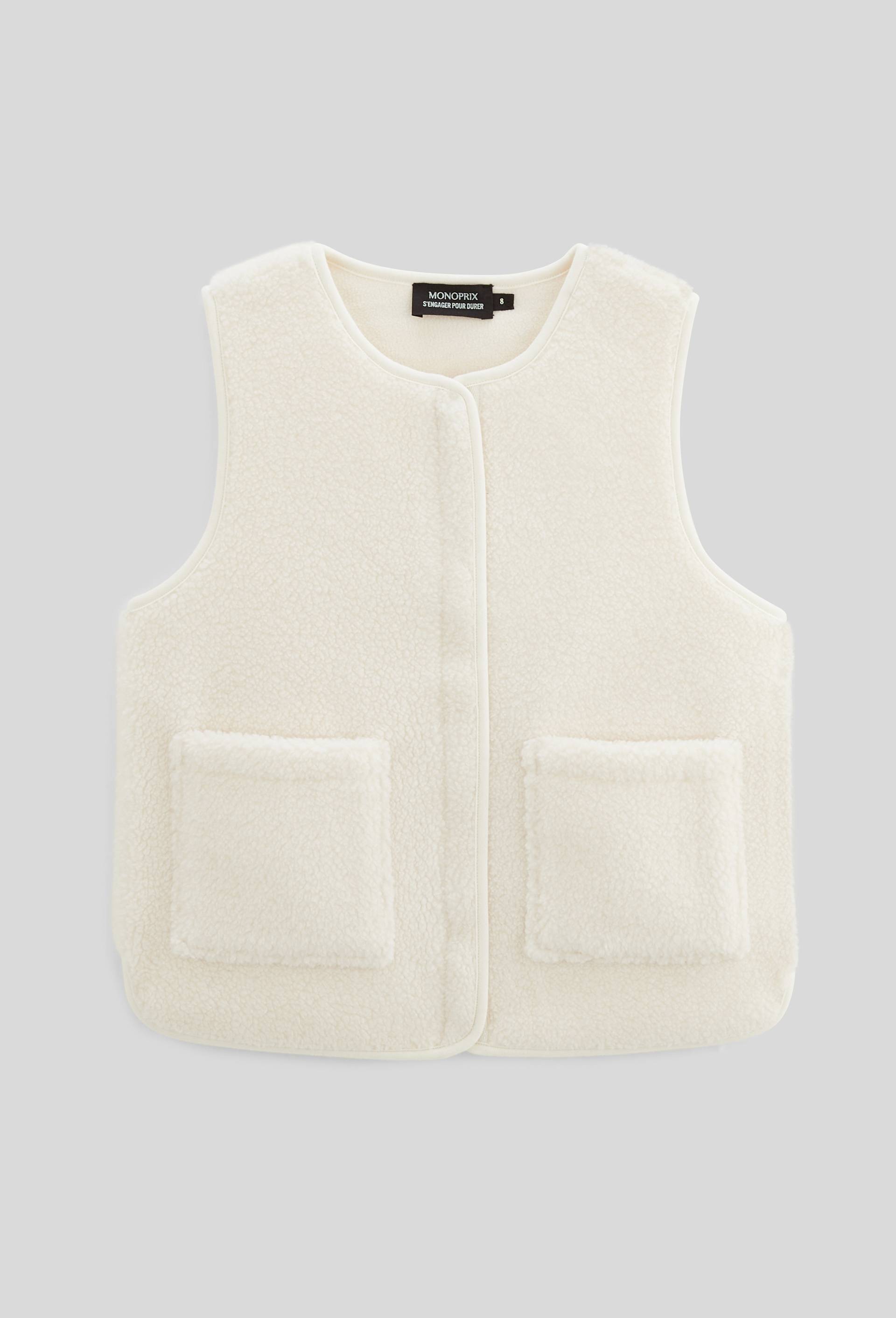 Veste sans manches effet sherpa, Beige clair, large image number 0.0