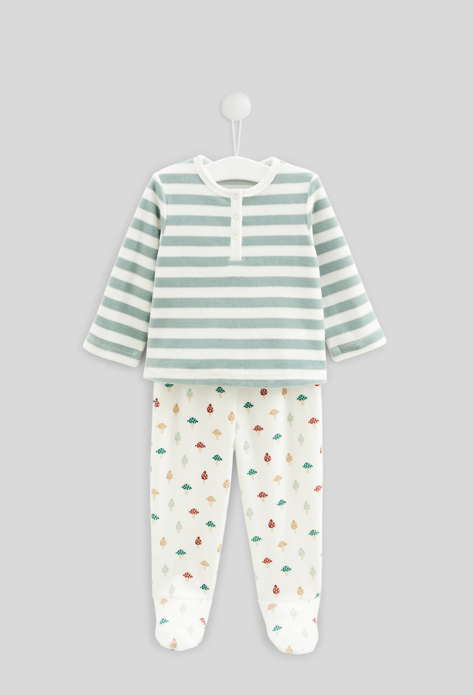 Pyjama 2 pi&egrave;ces en velours, Vert fonc&eacute;, large image number 0.0
