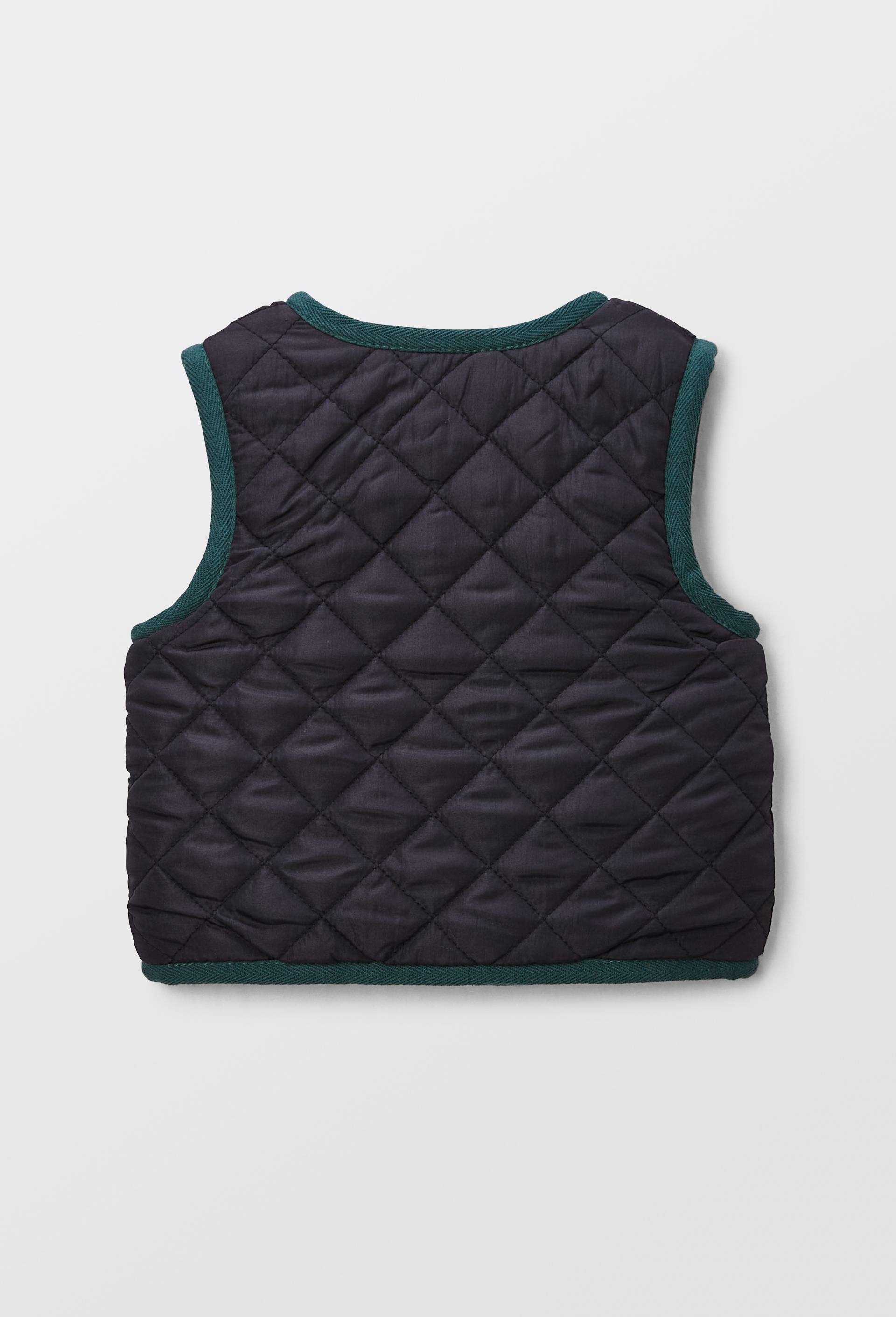 Gilet sans manches r&eacute;versible ray&eacute; et uni en sherpa, Vert fonc&eacute;, large image number 1