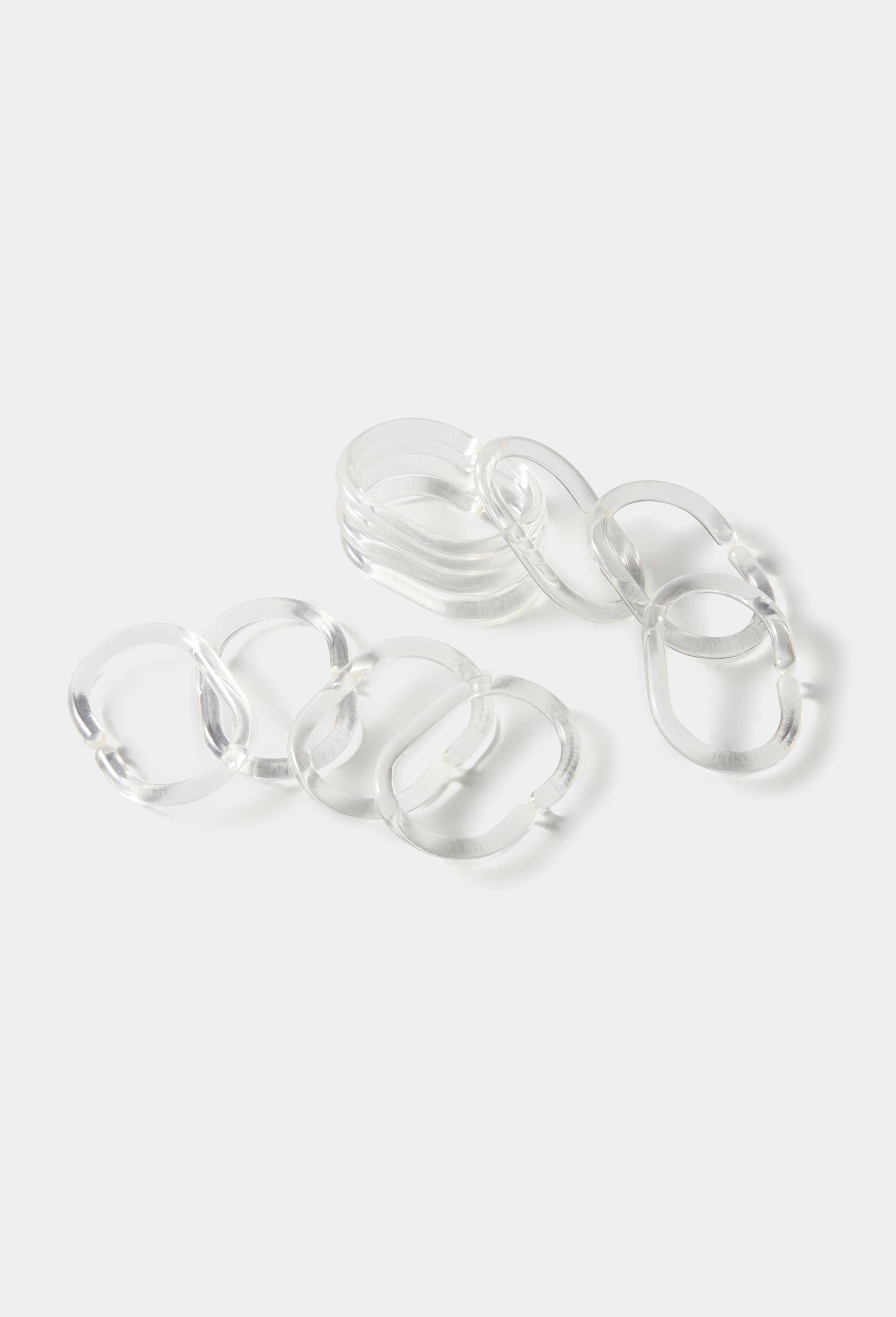 12 anneaux en plastique transparent pour rideau de douche, Transparent, large image number 0