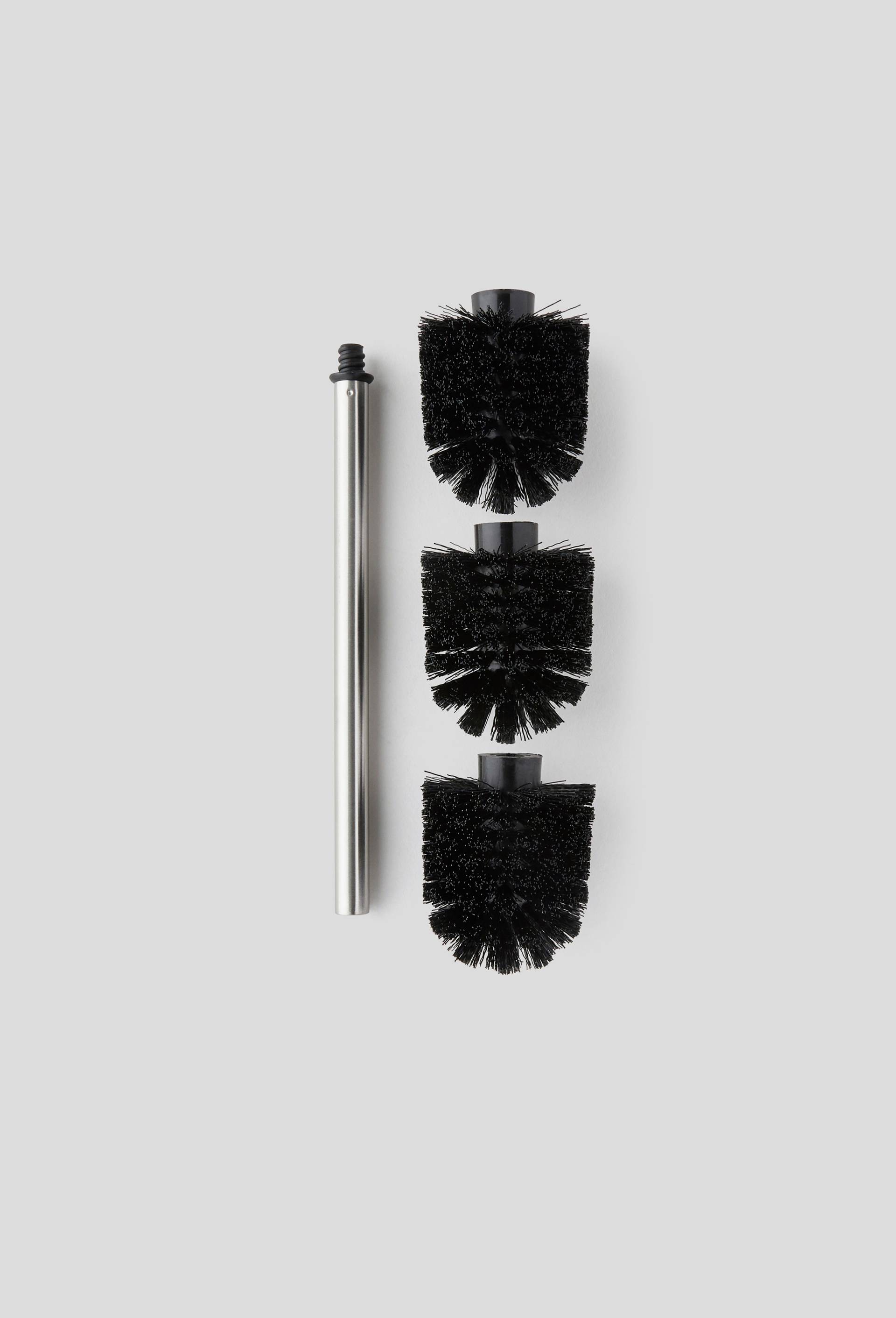 Recharge porte-balai de toilette avec 3 brosses, 28.4x7.5cm, sans support, Noir, large image number 0