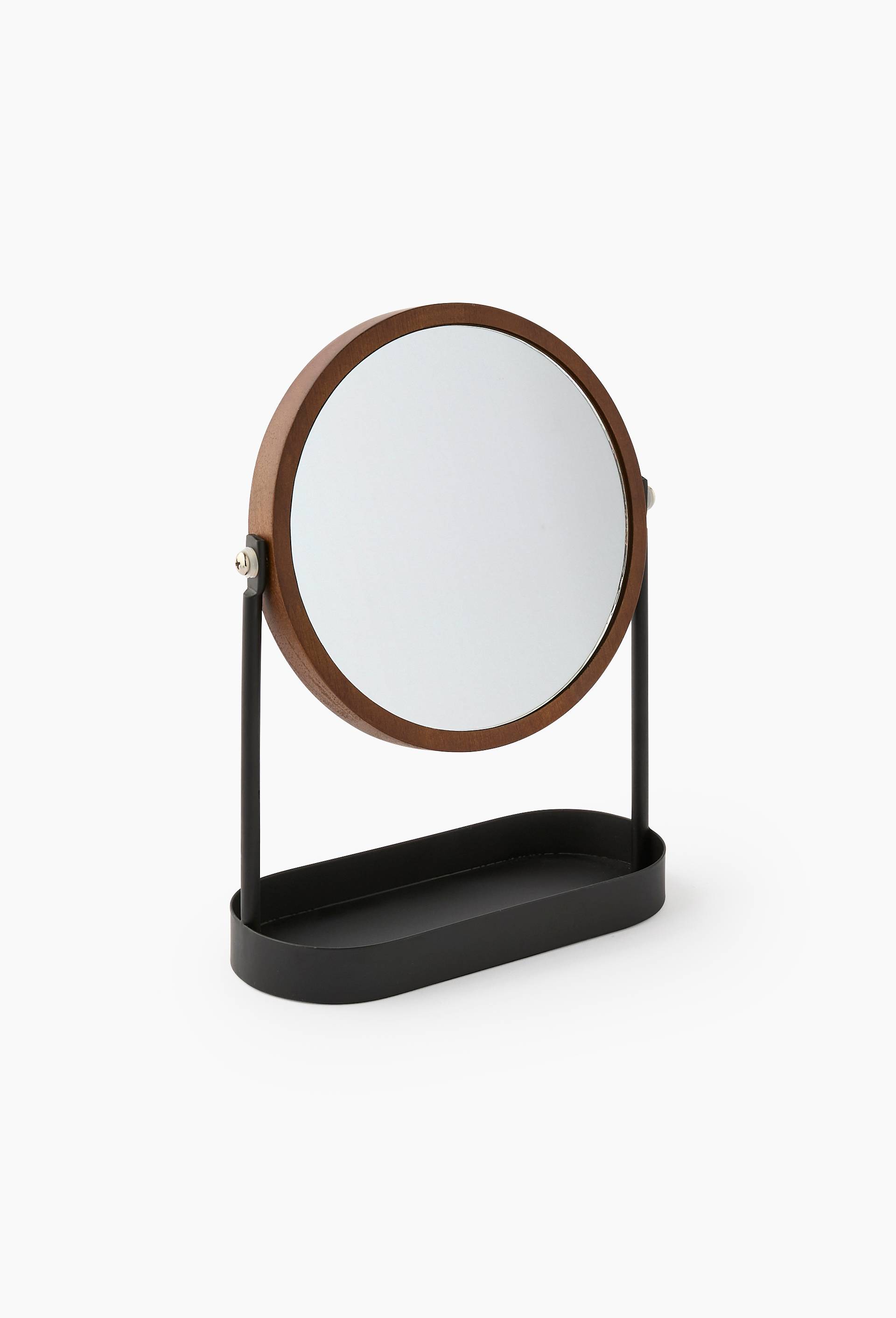 Miroir, 19x8x24,5cm, en m&eacute;tal bois fonc&eacute;, Brun, large image number 0