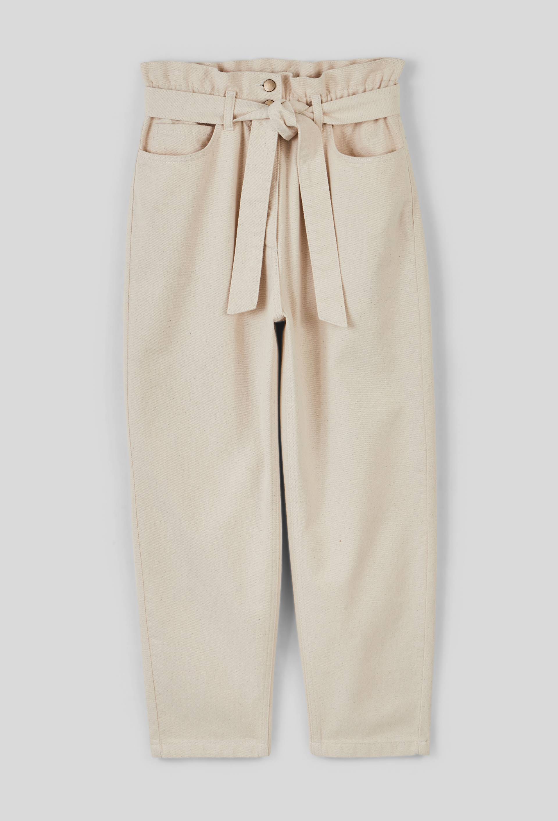 Pantalon carotte taille &eacute;lastiqu&eacute;e, Ecru, large image number 2