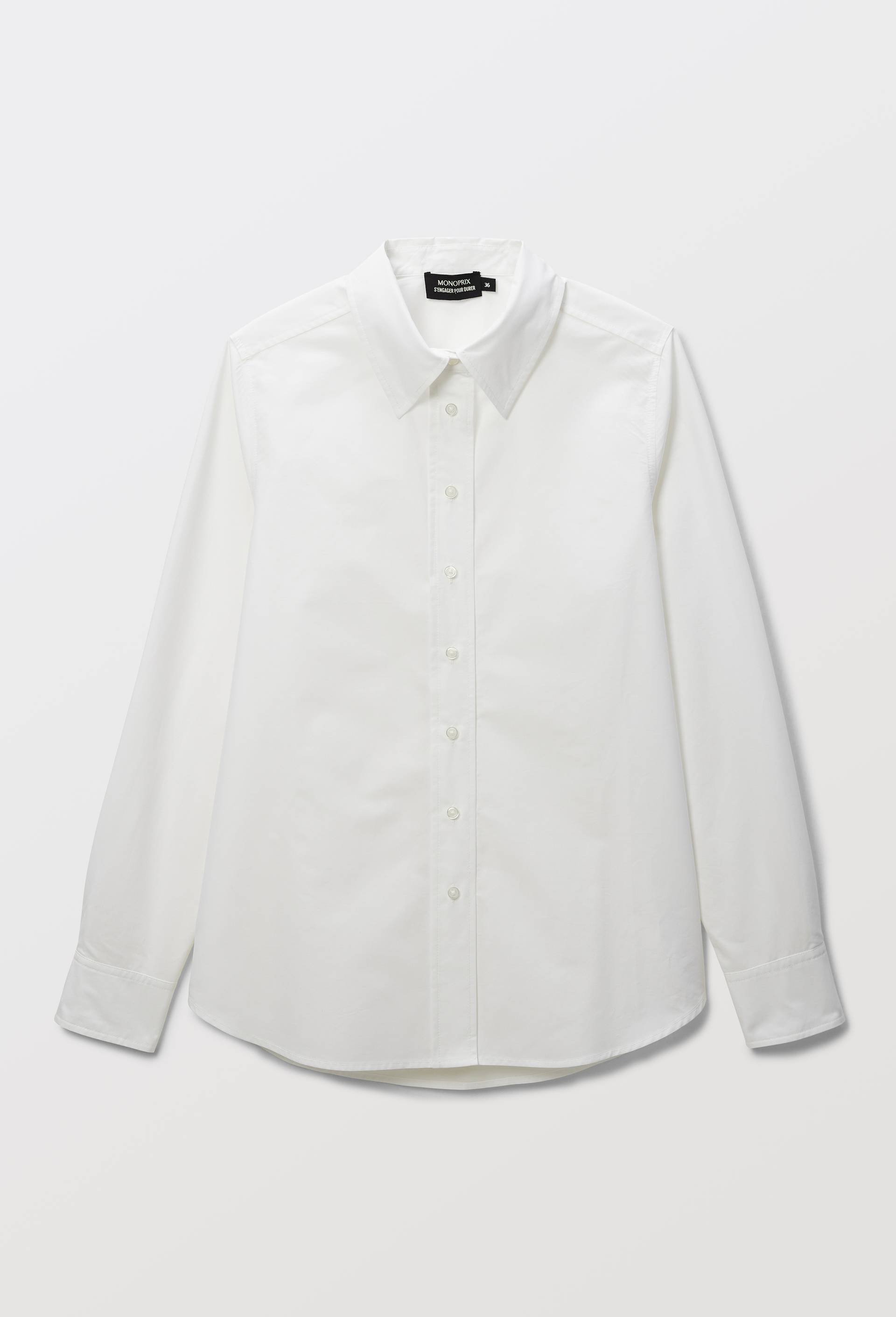 Chemise manches longues unie en coton BIO GOTS, Blanc, large image number 3