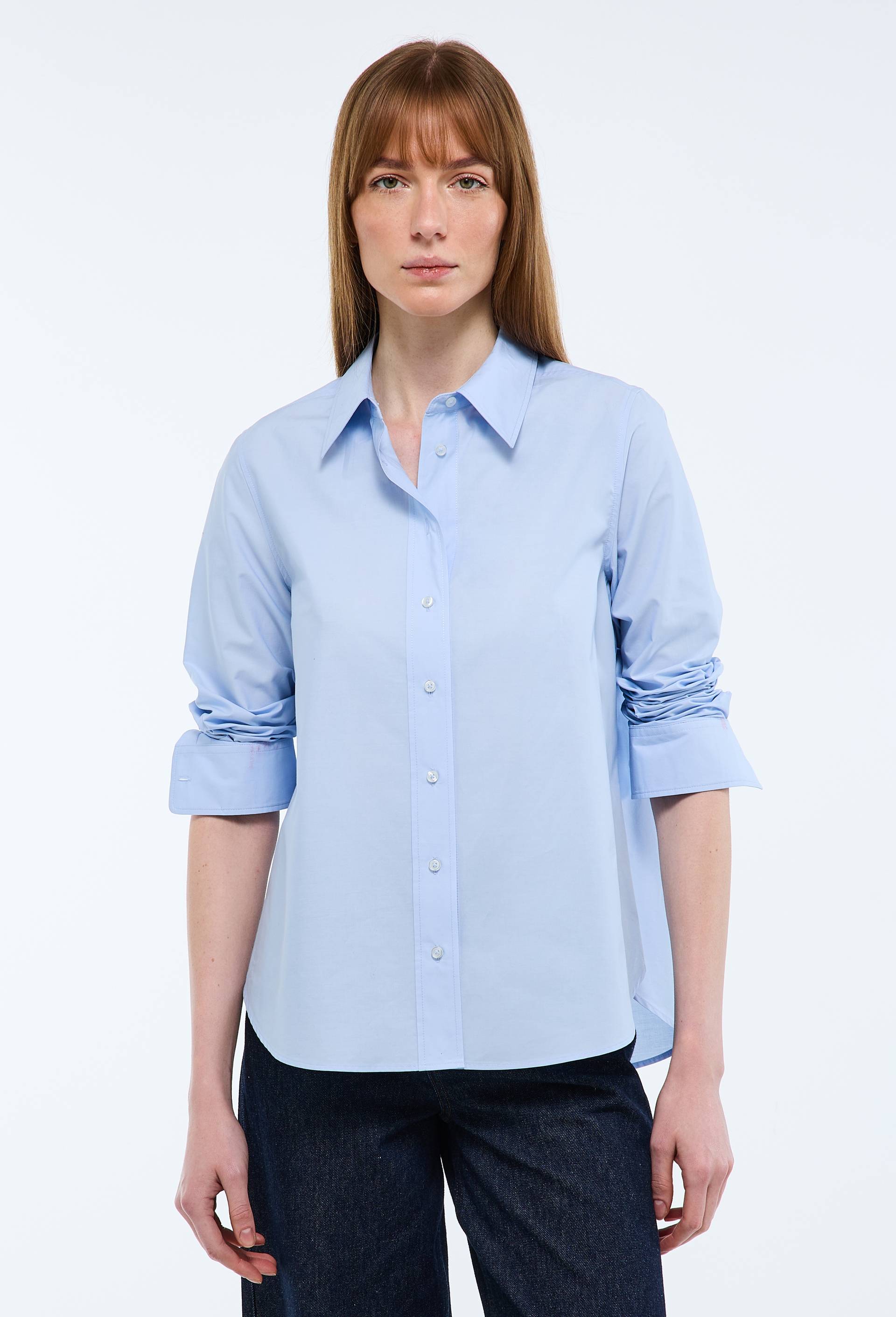 Chemise manches longues unie en coton BIO GOTS, Bleu clair, large image number 0.0