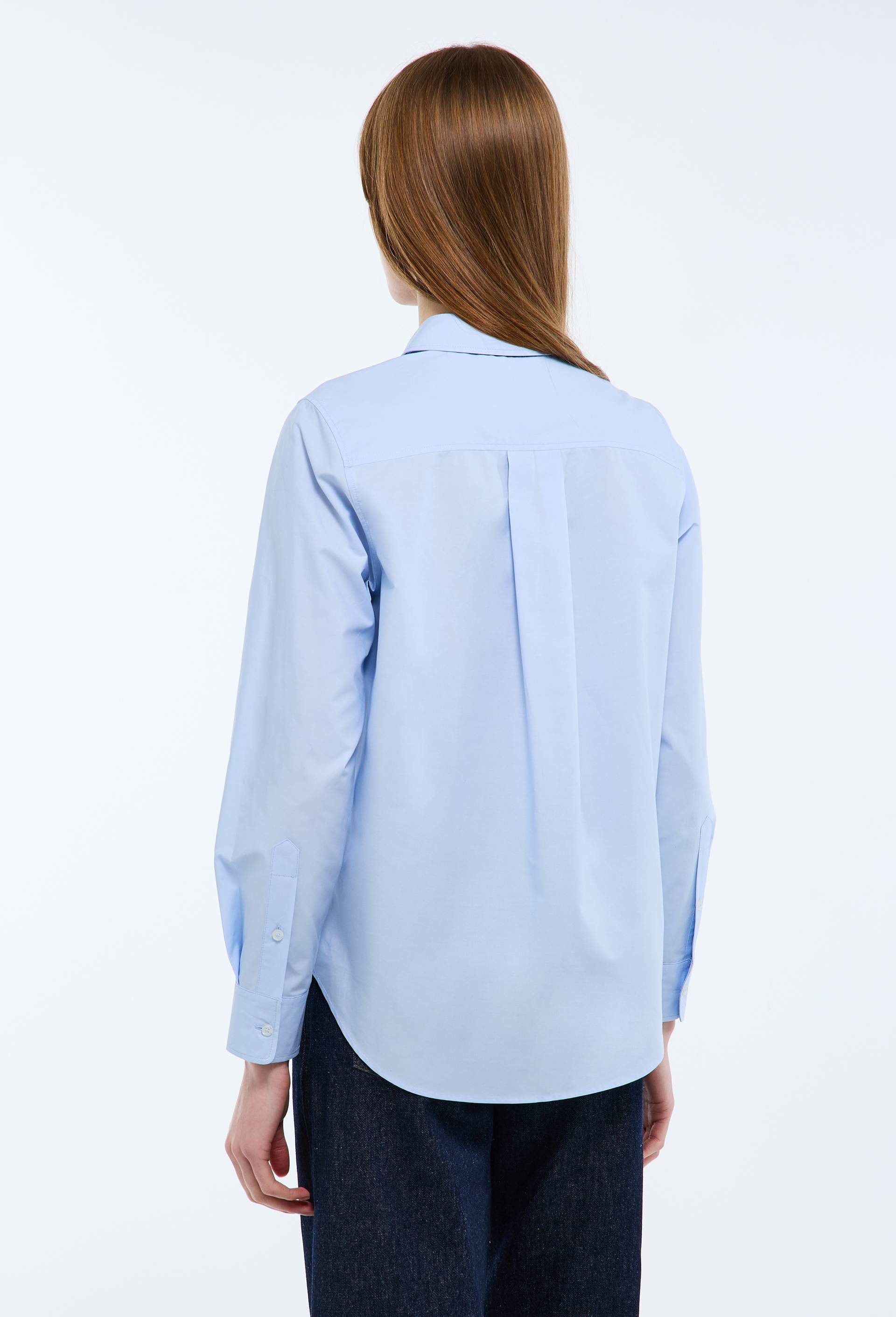Chemise manches longues unie en coton BIO GOTS, Bleu clair, large image number 1