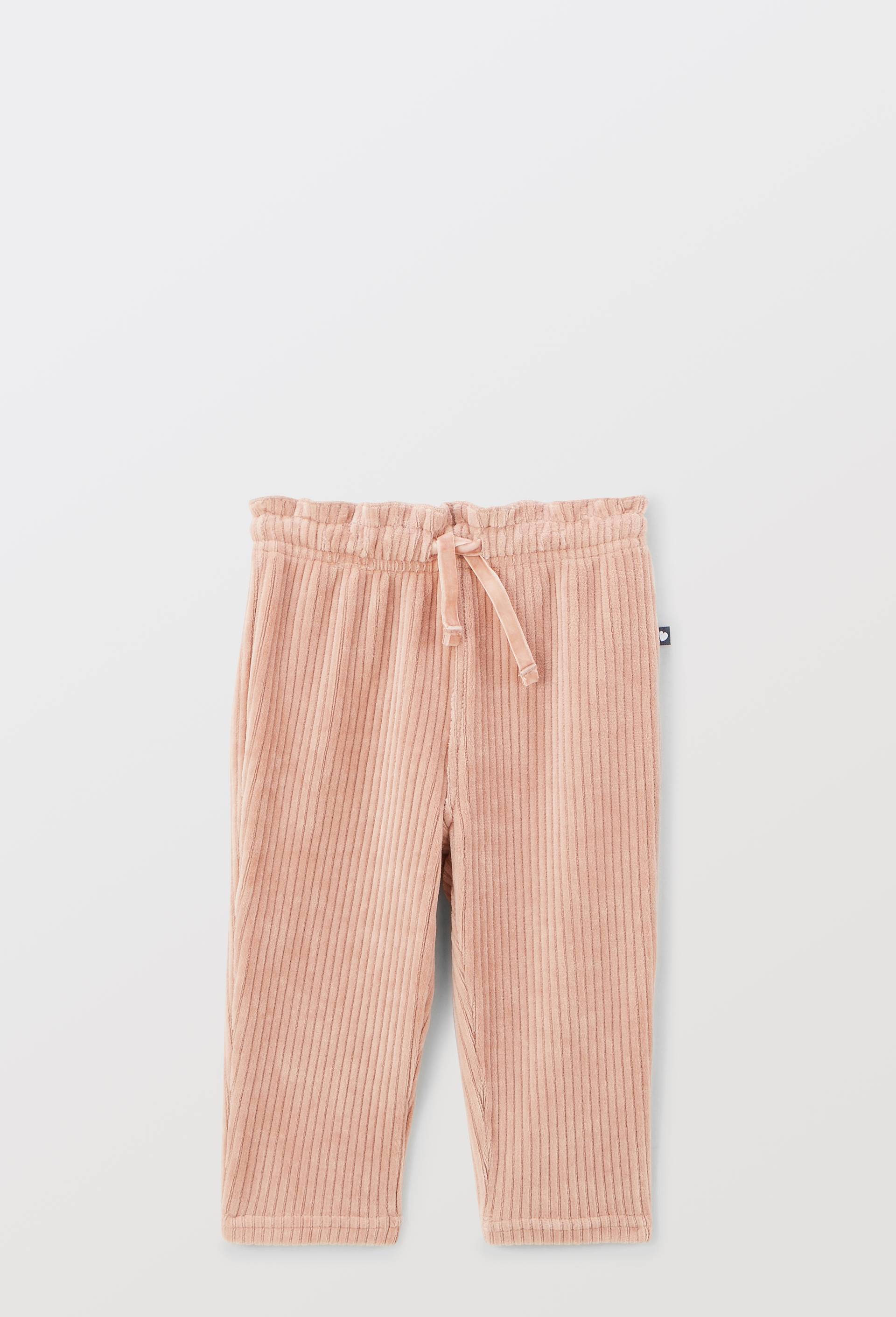 Pantalon taille &eacute;lastique en velours maille uni contenant du coton, Rose, large image number 0