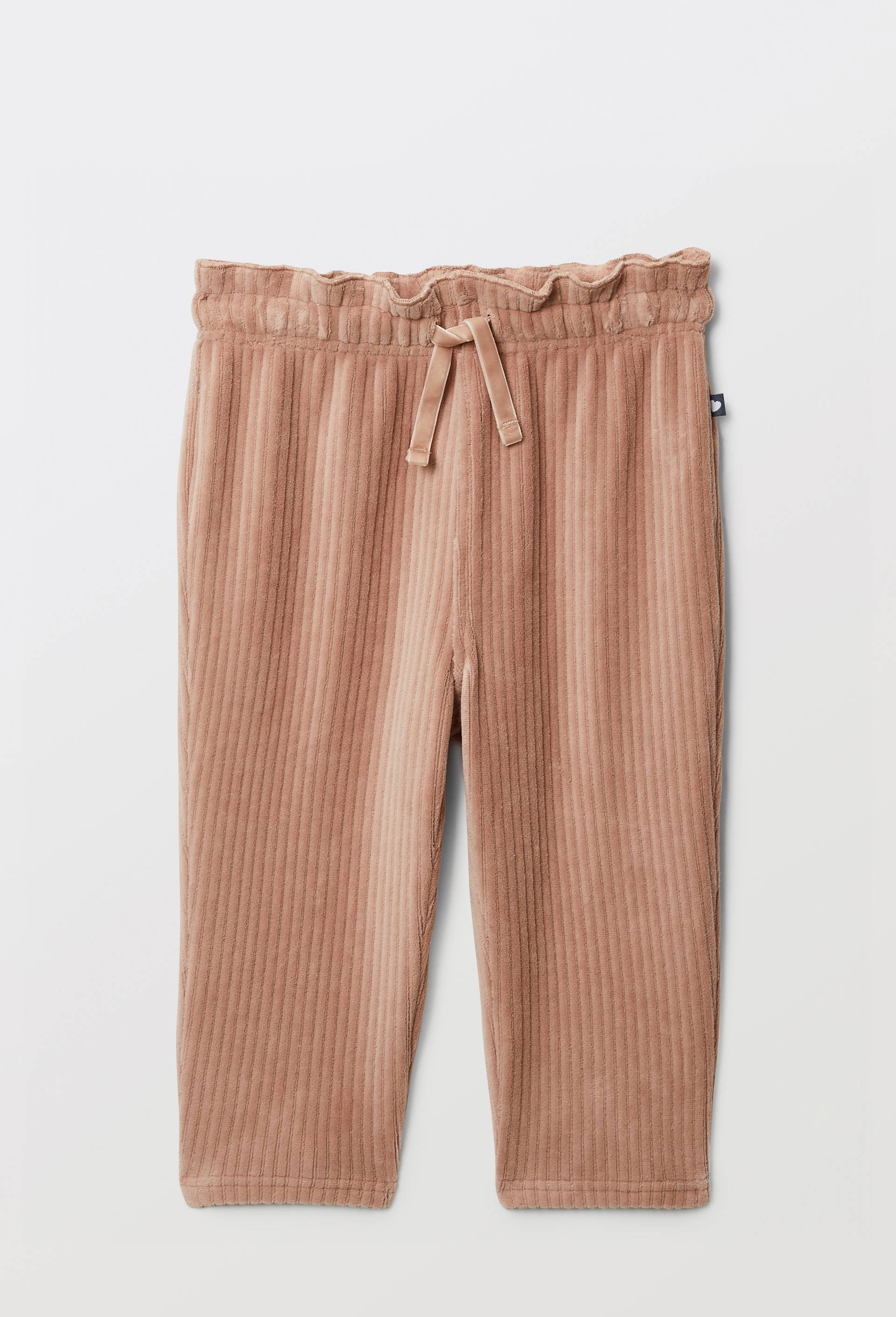 Pantalon taille &eacute;lastique en velours maille uni contenant du coton, Rose, large image number 1
