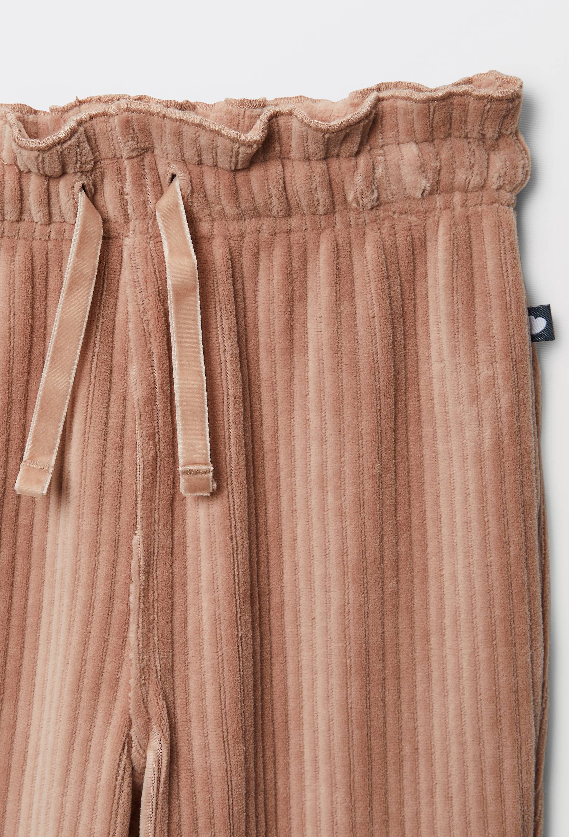 Pantalon taille &eacute;lastique en velours maille uni contenant du coton, Rose, large image number 3.0