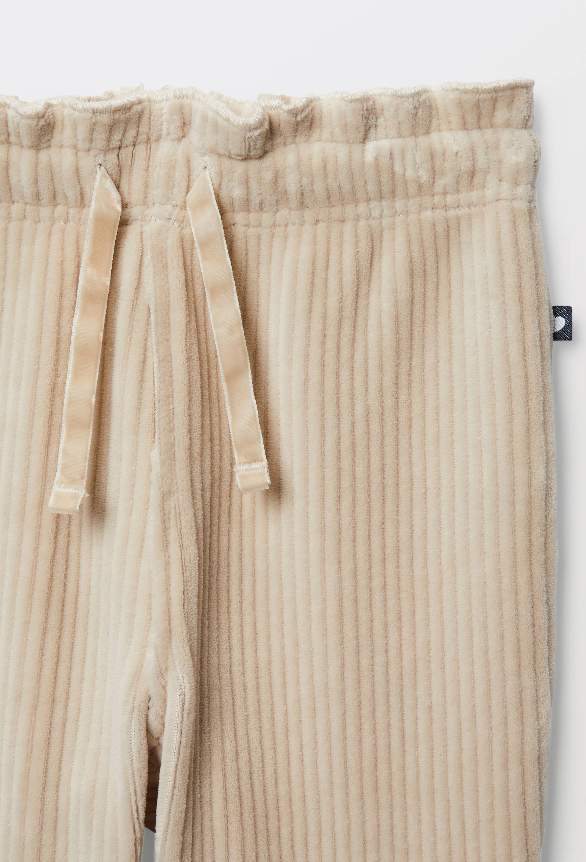 Pantalon taille &eacute;lastique en velours maille uni contenant du coton, Beige clair, large image number 2