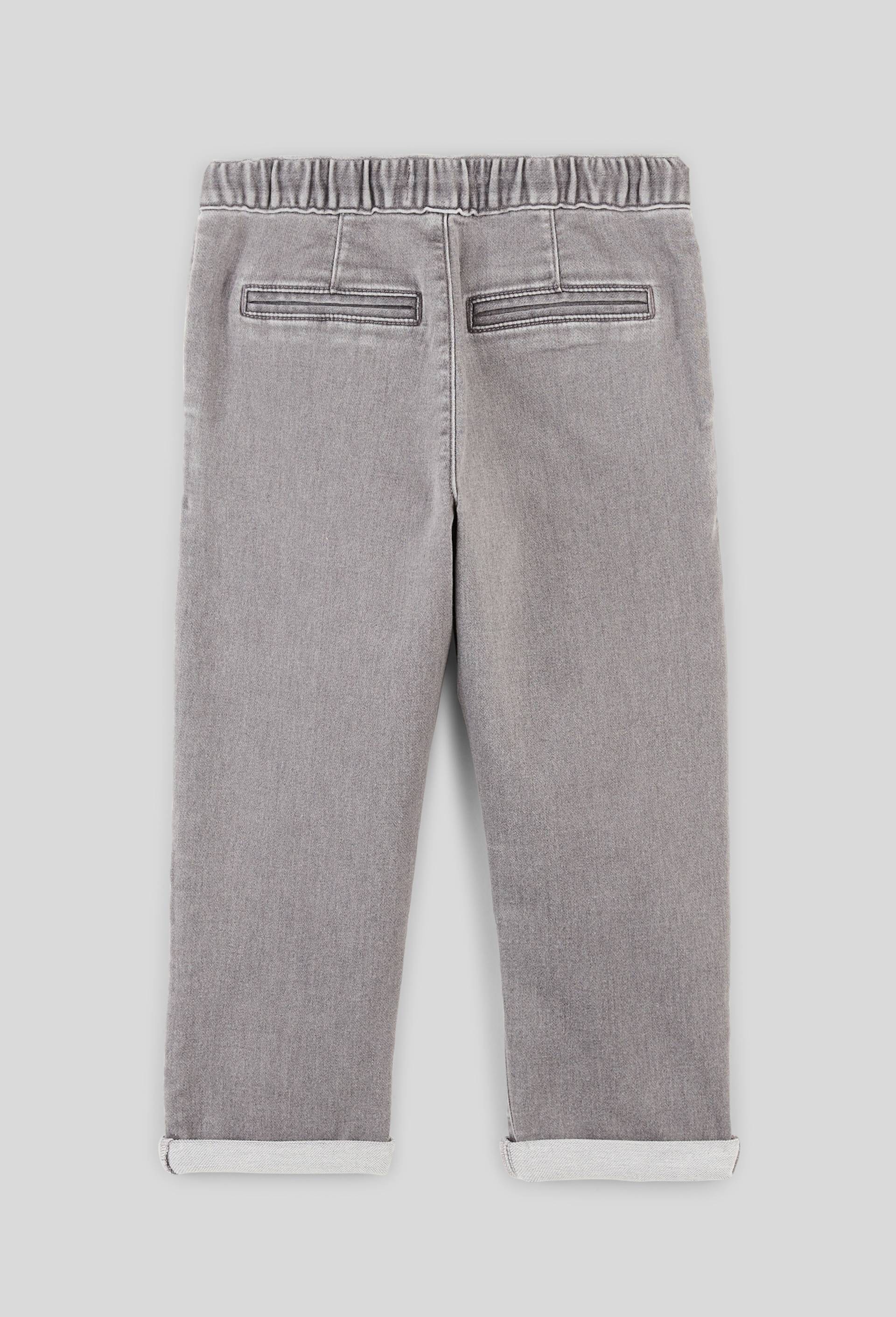 Jean droit taille &eacute;lastiqu&eacute;e contenant du coton, Gris fonc&eacute;, large image number 1.0