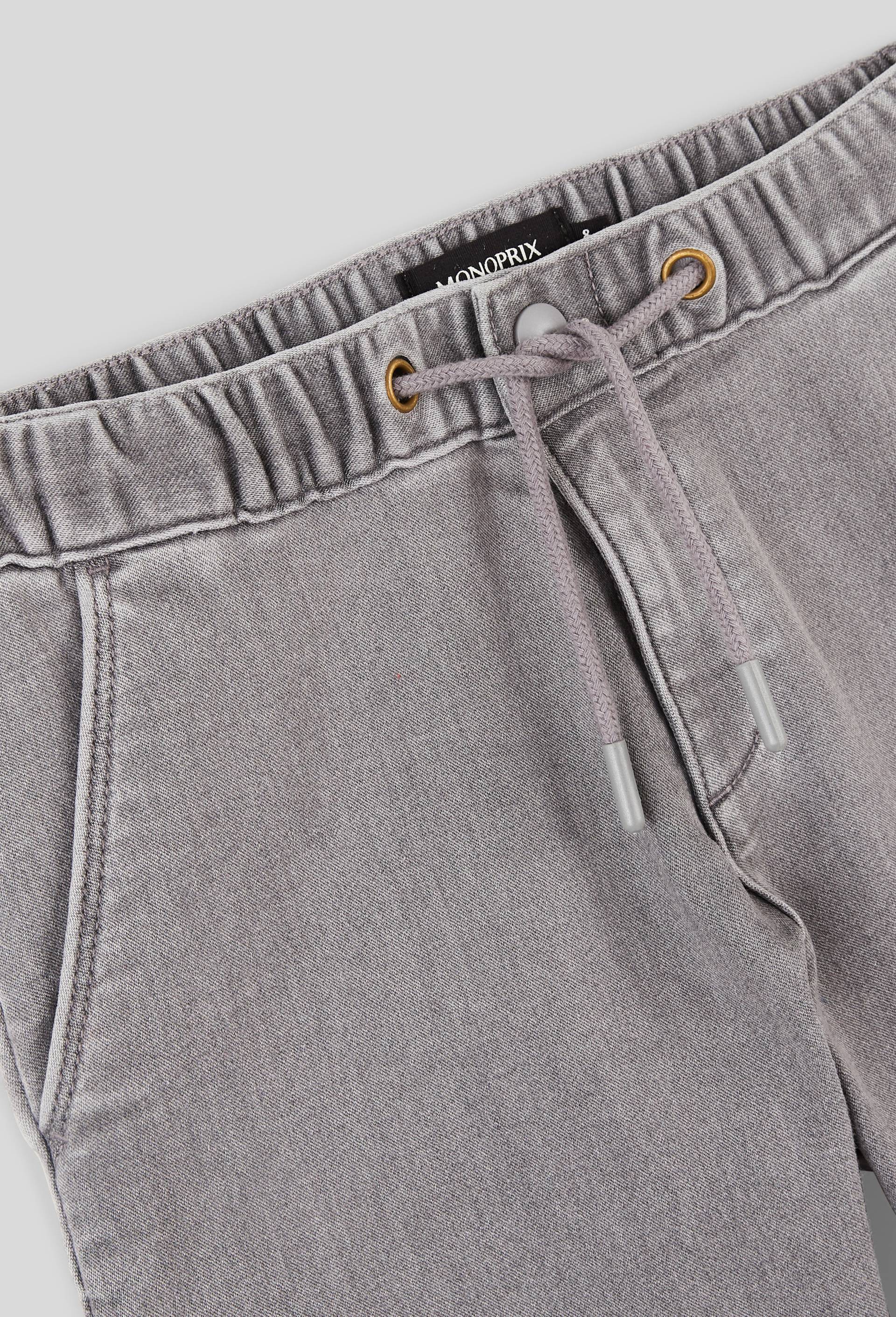 Jean droit taille &eacute;lastiqu&eacute;e contenant du coton, Gris fonc&eacute;, large image number 2.0