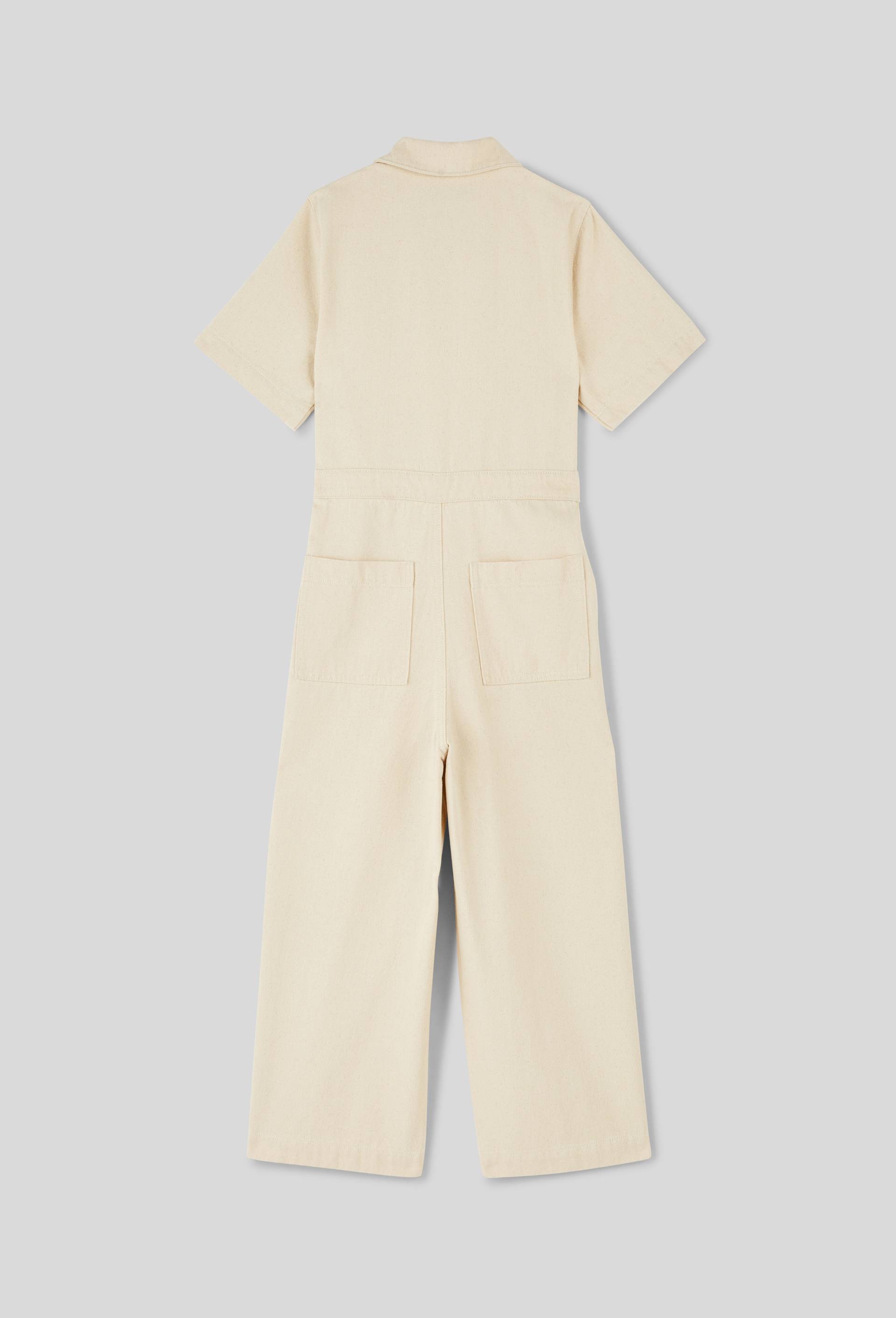 Combinaison manches courtes unie en coton BIO, Beige clair, large image number 2