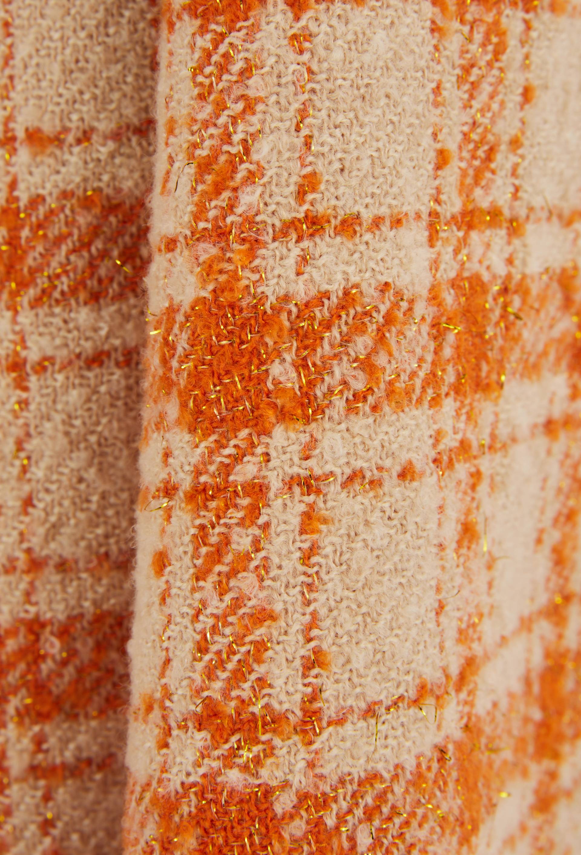 Echarpe &agrave; carreaux, mati&egrave;re recycl&eacute;e, Orange, large image number 2
