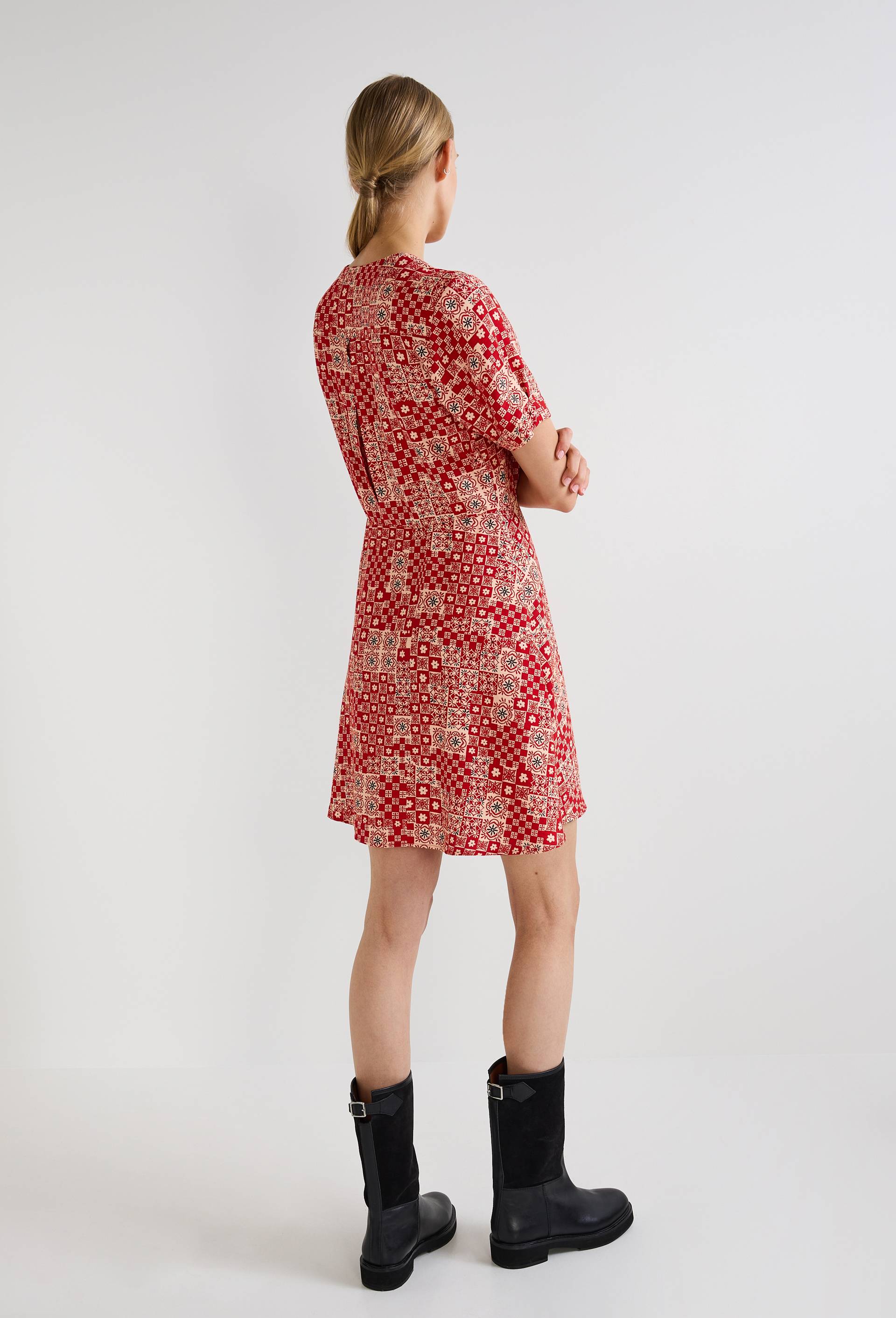 Robe courte imprim&eacute;e, Rouge, large image number 1