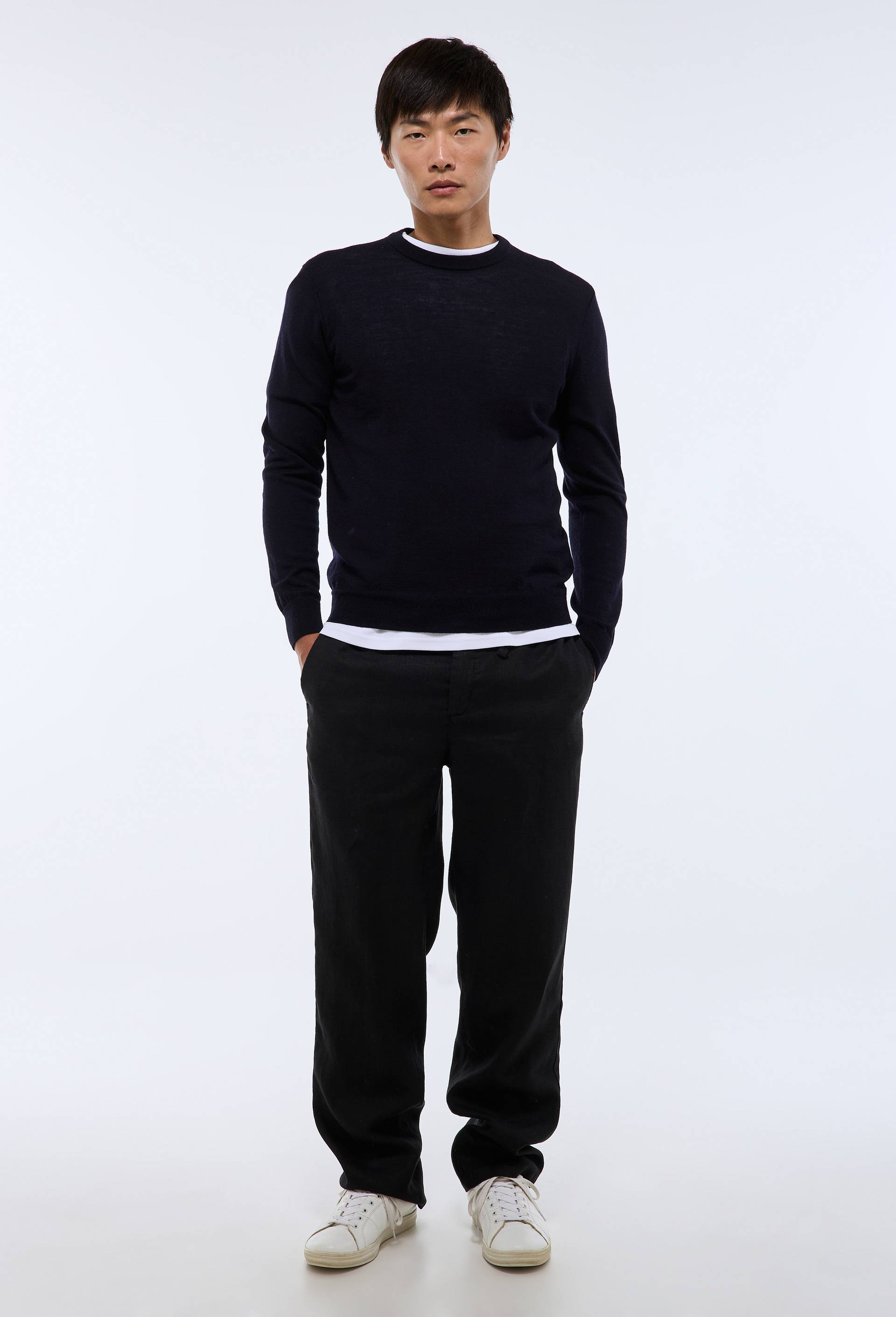 Pull col rond en laine mérinos - MONOPRIX - Modalova