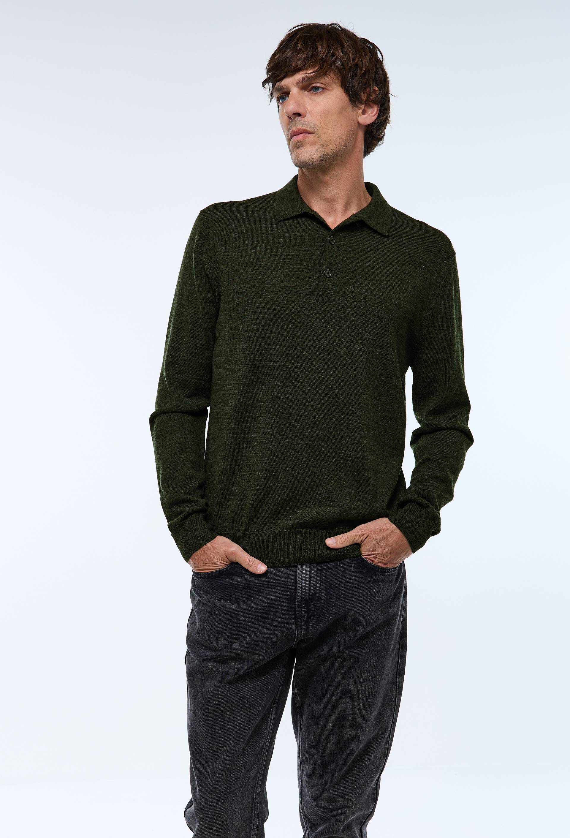 Pull col polo en laine mérinos - MONOPRIX - Modalova