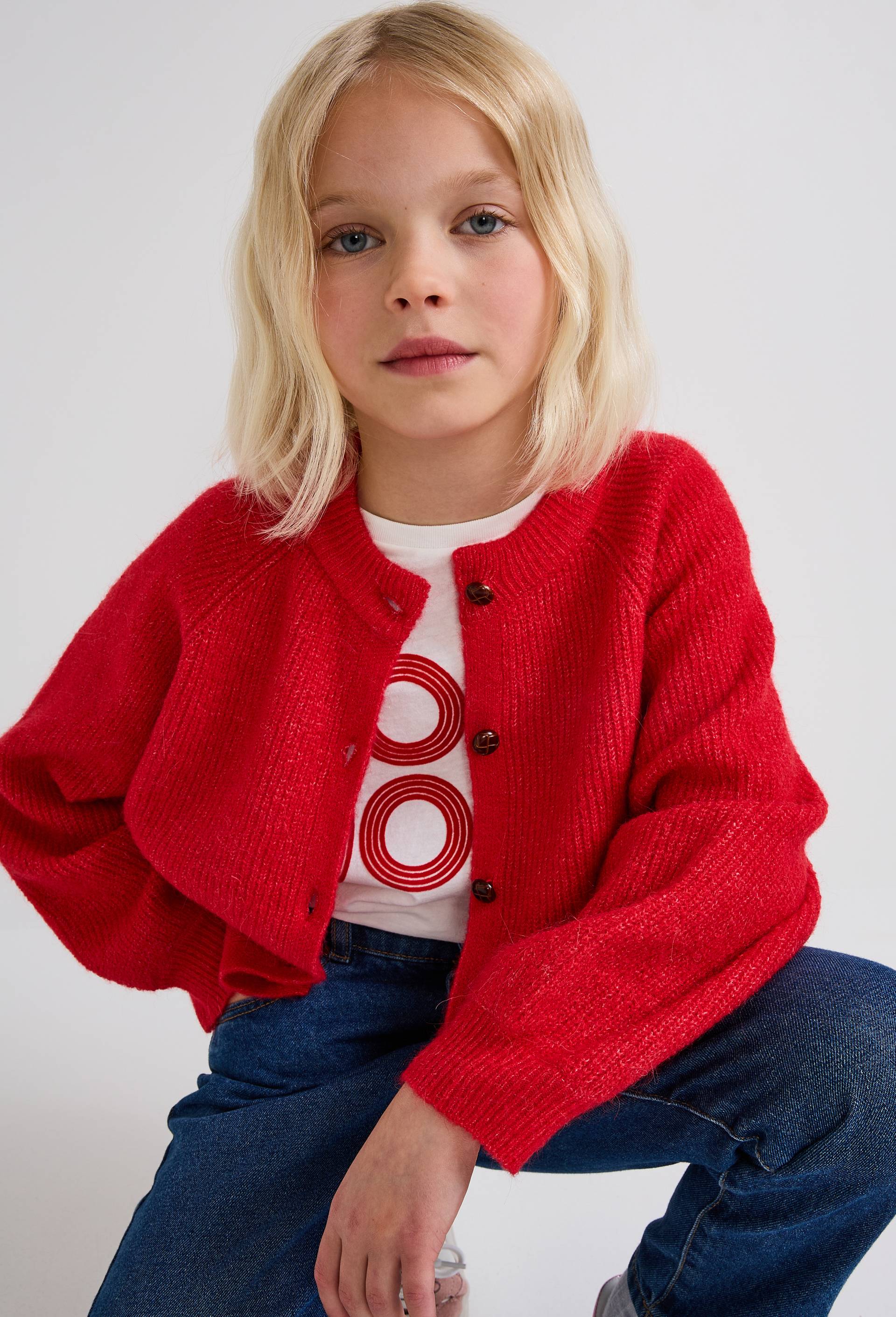 Cardigan uni, Rouge, large image number 0