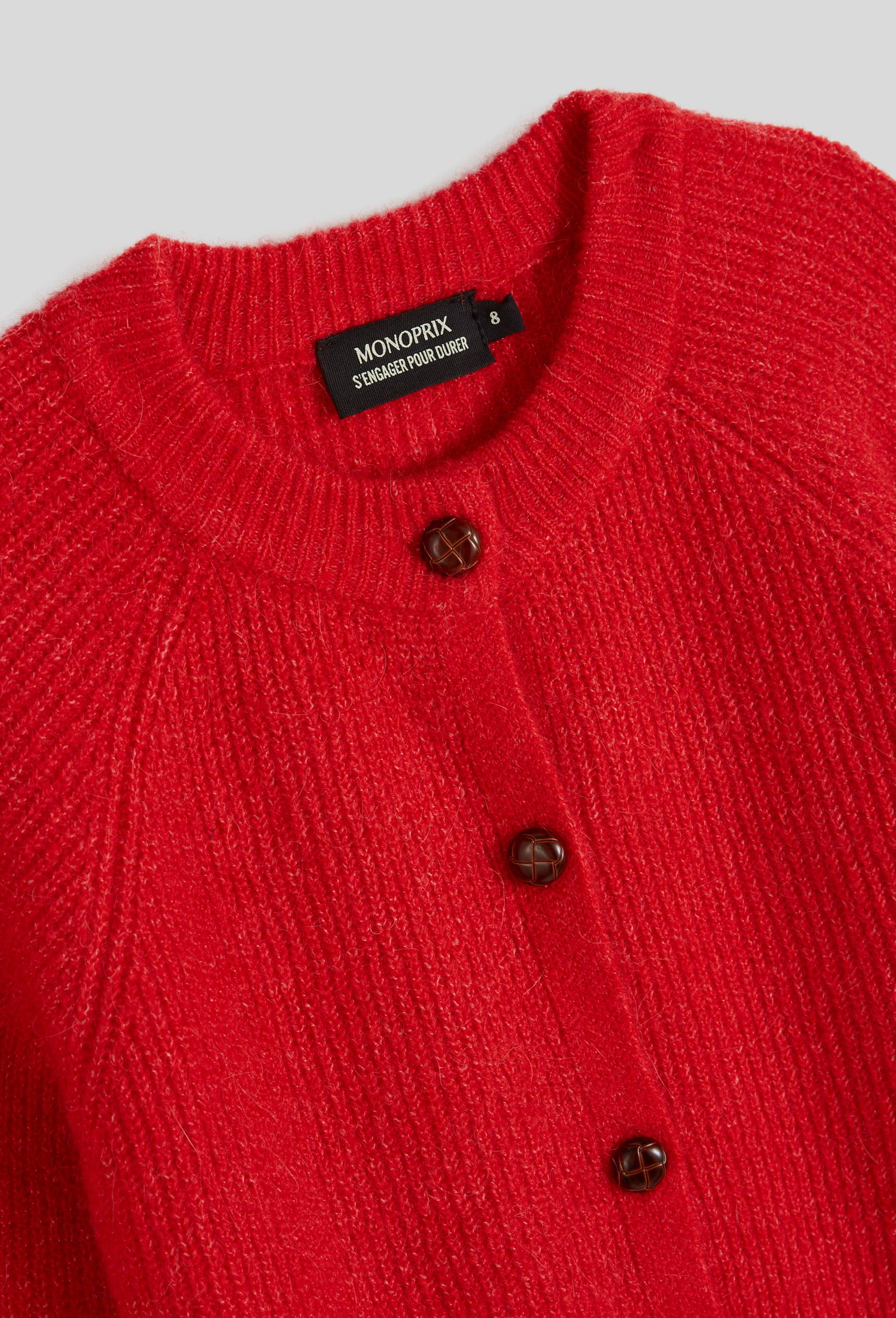 Cardigan uni, Rouge, large image number 2