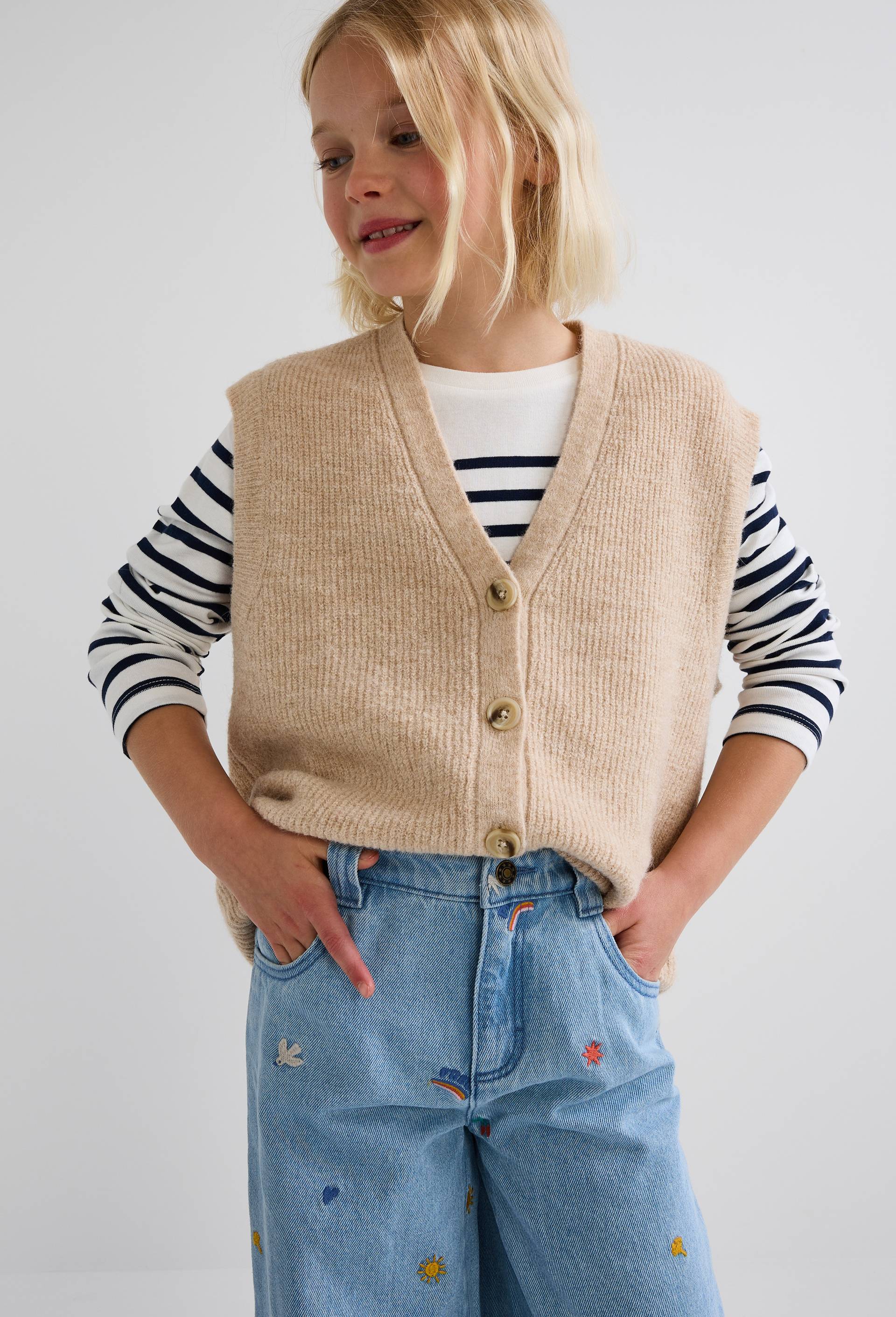 Cardigan sans manches, Beige, large image number 1