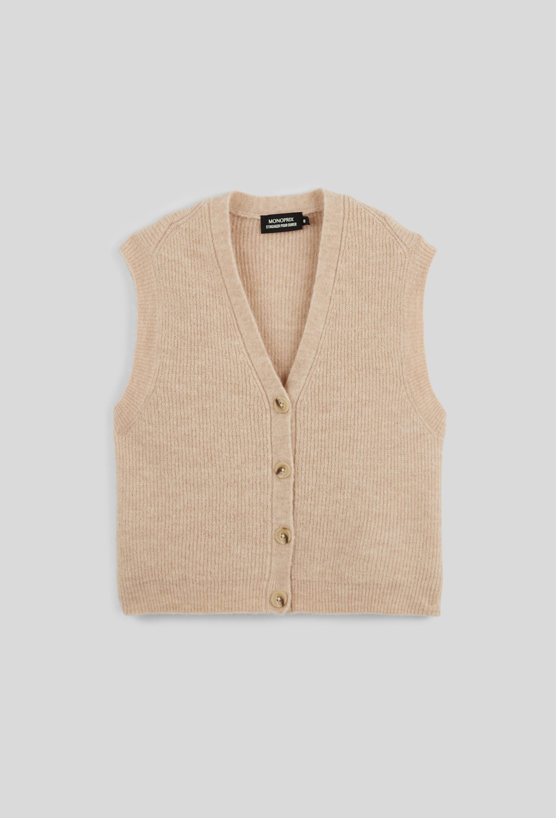 Cardigan sans manches, Beige, large image number 2