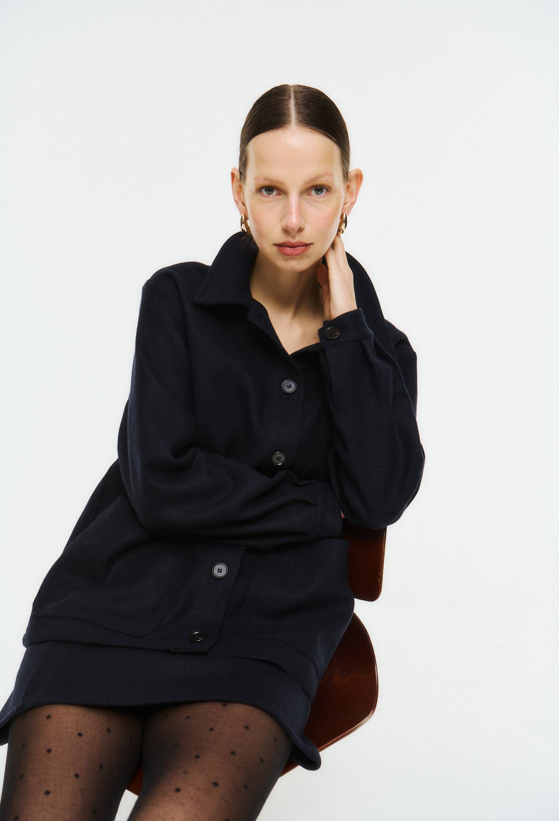Veste contenant de la laine, Bleu fonc&eacute;, large image number 0