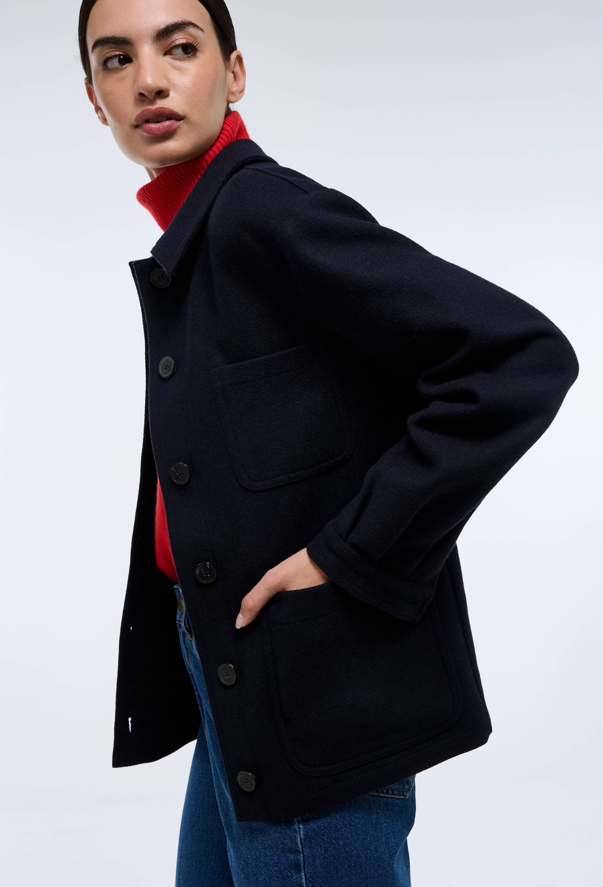 Veste contenant de la laine, Bleu fonc&eacute;, large image number 2.0