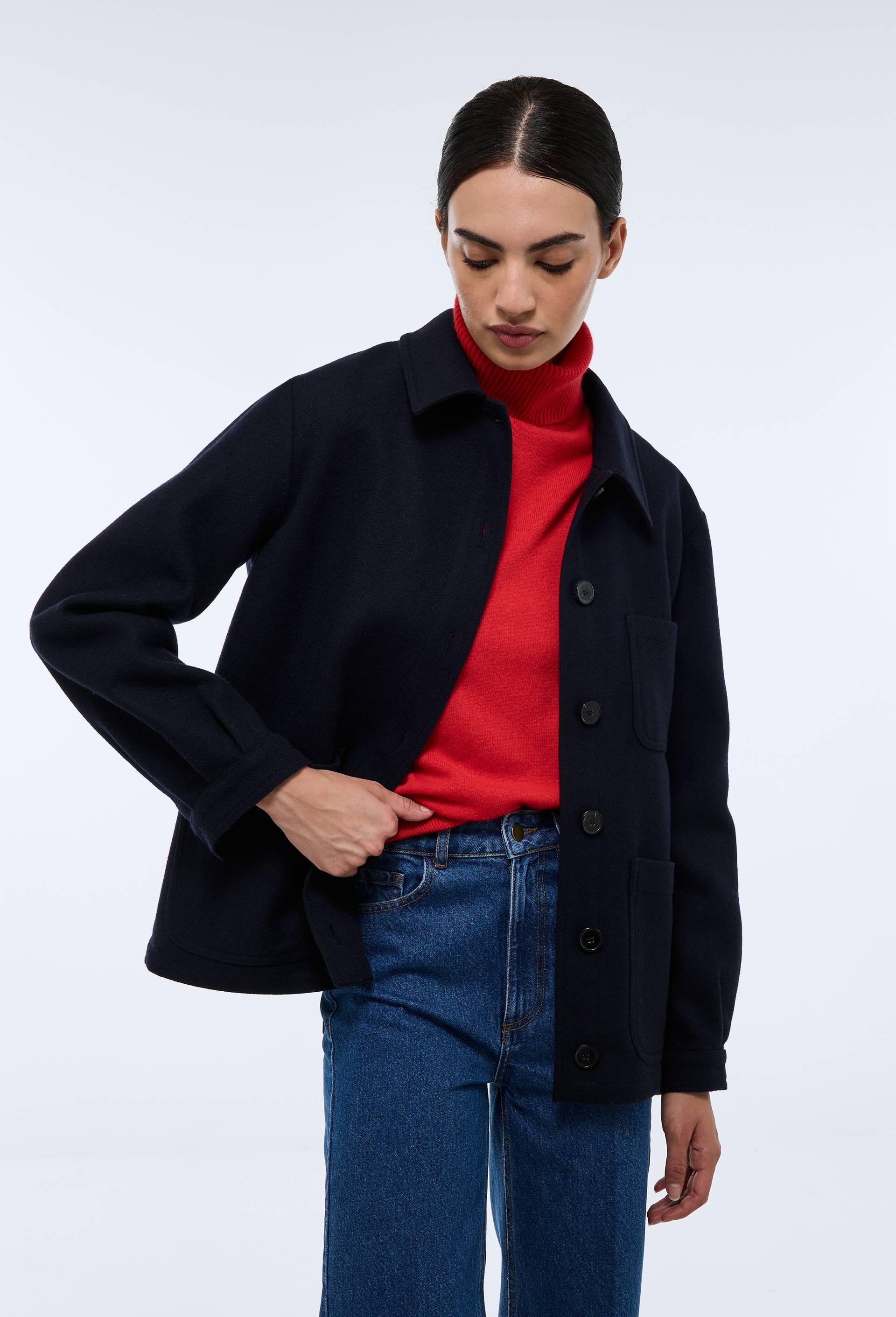 Veste contenant de la laine, Bleu fonc&eacute;, large image number 3.0