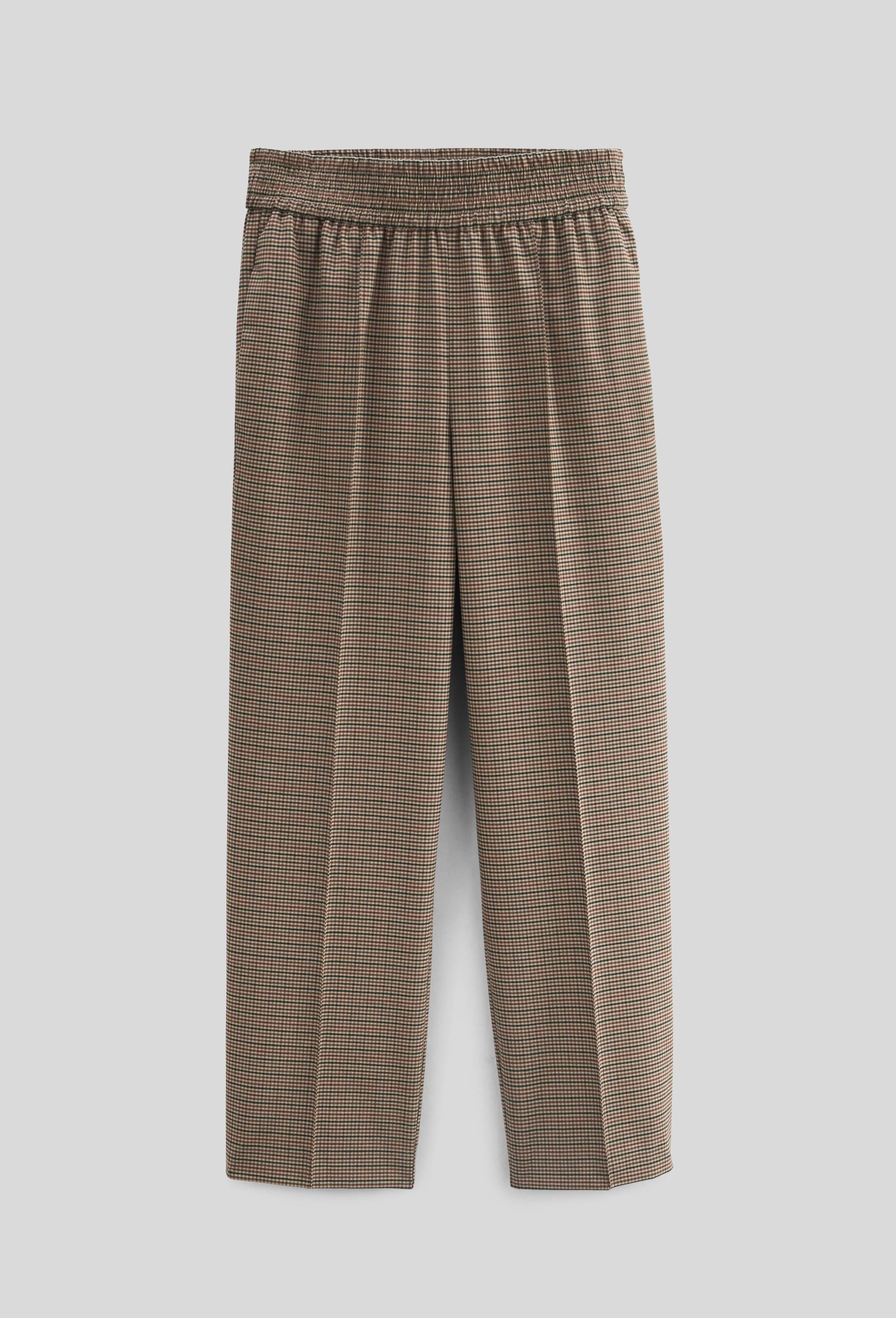 Pantalon large taille &eacute;lastiqu&eacute;e &agrave; petits carreaux, Vert fonc&eacute;, large image number 3
